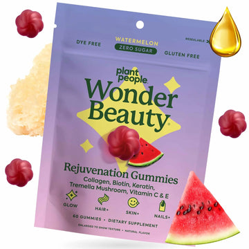 Plant People WonderBeauty Hair, Skin & Nails Rejuvenation Gummies with Tremella Mushroom, Marine Collagen Peptides Plant People buy supplements canada