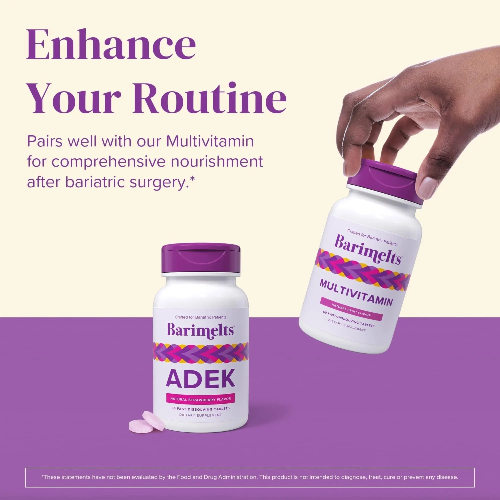 Barimelts ADEK - 60 Fast-Dissolving Tablets (2-Month Supply) - Sugar-Free Bariatric Vitamins for Women Including Vitamin A, Vitamin D, Vitamin E BariMelts buy supplements canada