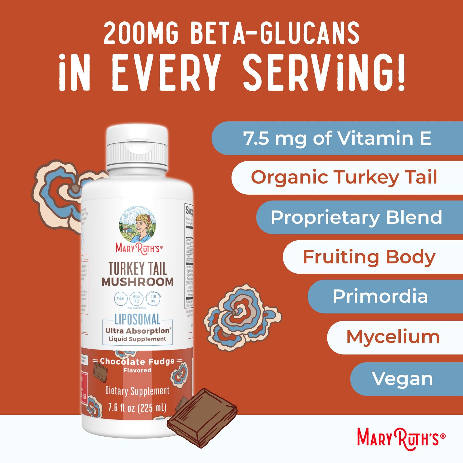 MaryRuth Organics Turkey Tail Mushroom Supplement | Ultra Absorption Liposomal | Full Spectrum | 200mg Beta-Glucans Per Serving | Vegan | 7.6 oz | 15 Servings MARYRUTH'S buy supplements canada