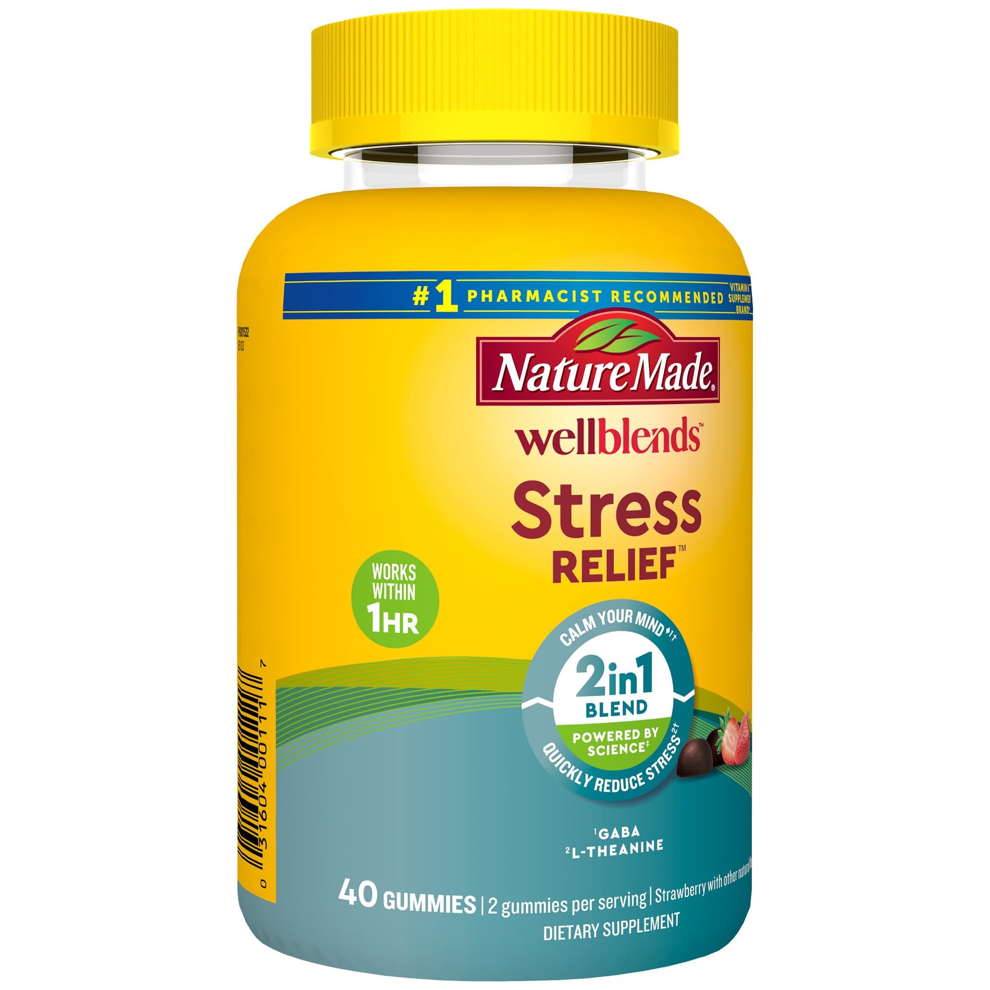 Nature Made Wellblends Stress Relief Gummies, L theanine 200mg to Help Reduce Stress, with GABA 100mg, Same Day Stress Support, 40 Strawberry Flavor Gummies Nature Made buy supplements canada
