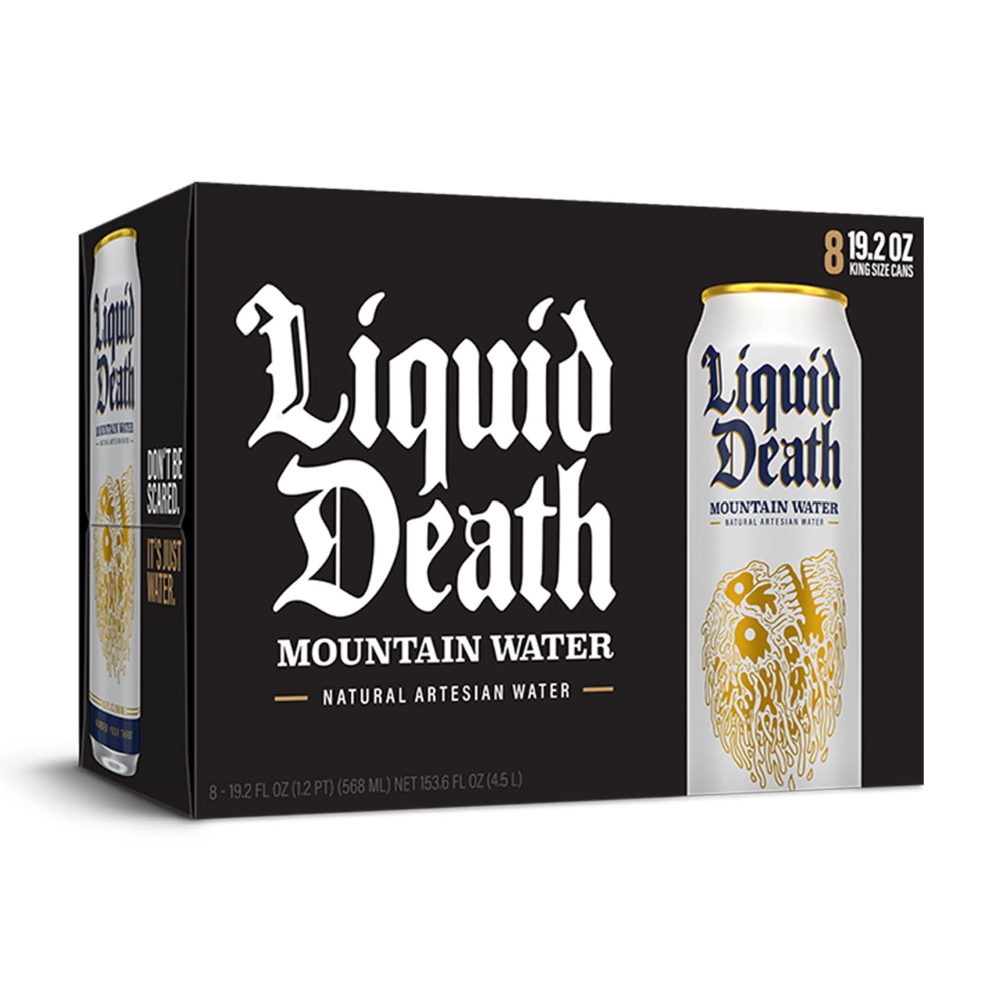 Liquid Death Still Mountain Water, 19.2 oz King Size Cans (8-Pack) Liquid Death buy supplements canada