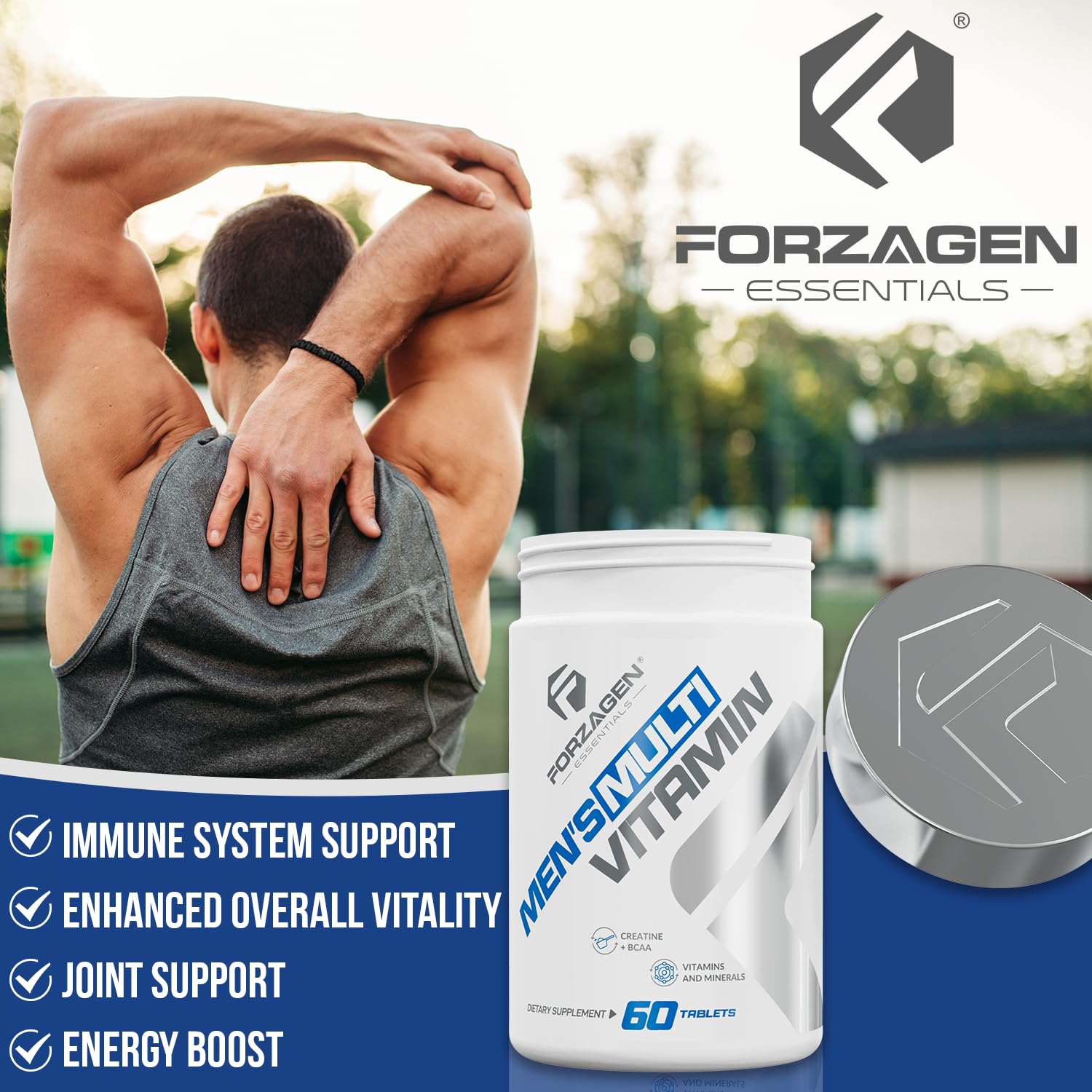 Forzagen Essentials Men's Multivitamin with Creatine and BCAA, Complete Vitamin and Mineral Complex, 60 Tablets Forzagen buy supplements canada