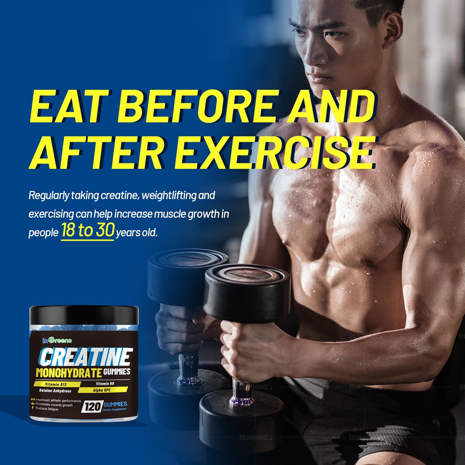 inGreens Creatine Monohydrate Gummies 6g per Serving, Sugar Free Creatine Supplements for Men & Women, Chewable Creatine for Muscle Growth, Strength, Energy inGreens buy supplements canada