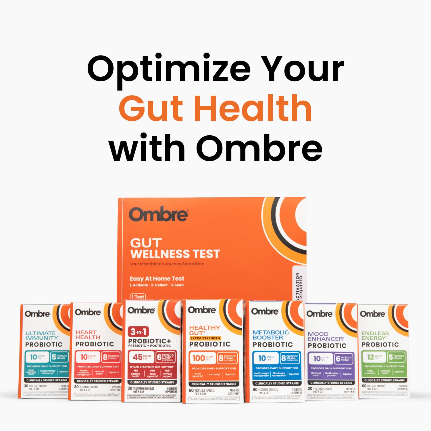 Ombre Gut Health Test Kit - Probiotic Recommender at Home Test for Women & Men - Detailed Custom Gut Microbiome Analysis for Digestive, Immune and Mental Health with Food Suggestions Ombre buy supplements canada
