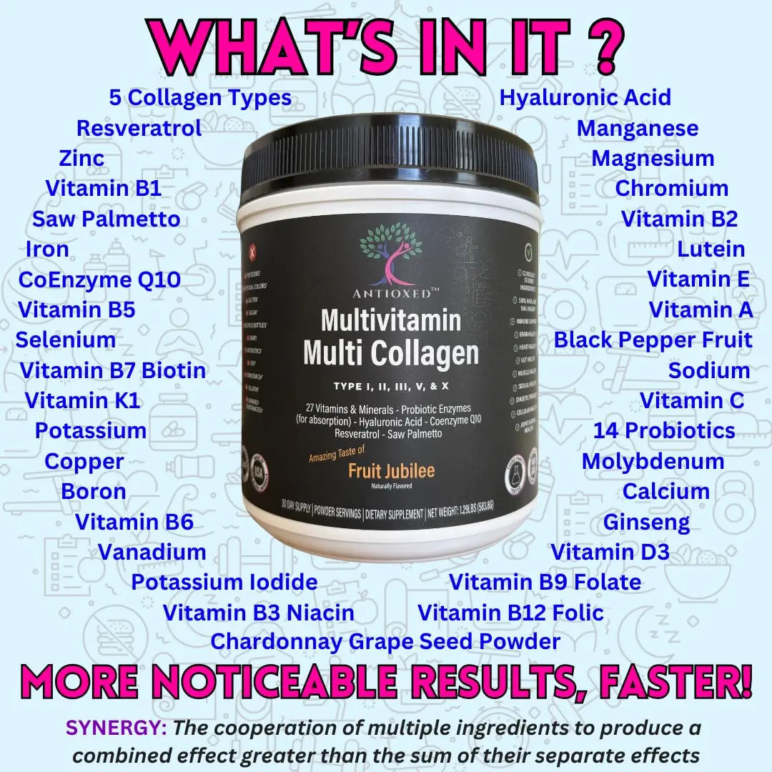 Antioxed Multi Collagen Multivitamin for Women+Men, Keto, Skin, Joint, Cognitive, Heart, Sensual, & Immune Health, Hydrolyzed Peptides, Antioxidants, Probiotics Antioxed buy supplements canada