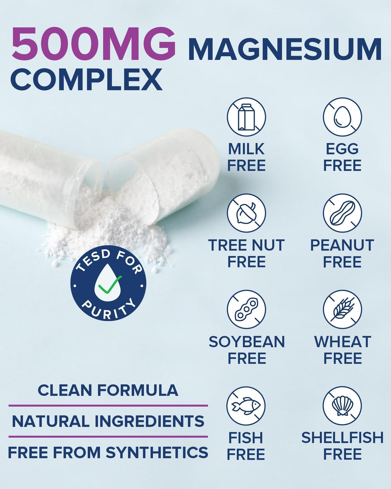 Terranics 5-in-1 Magnesium Complex Supplement 500mg - 5 Forms High Absorption Magnesium Glycinate Citrate Malate Aspartate Gluconate for Sleep Heart Health - Non-GMO 120 Vegan Capsules Terranics buy supplements canada