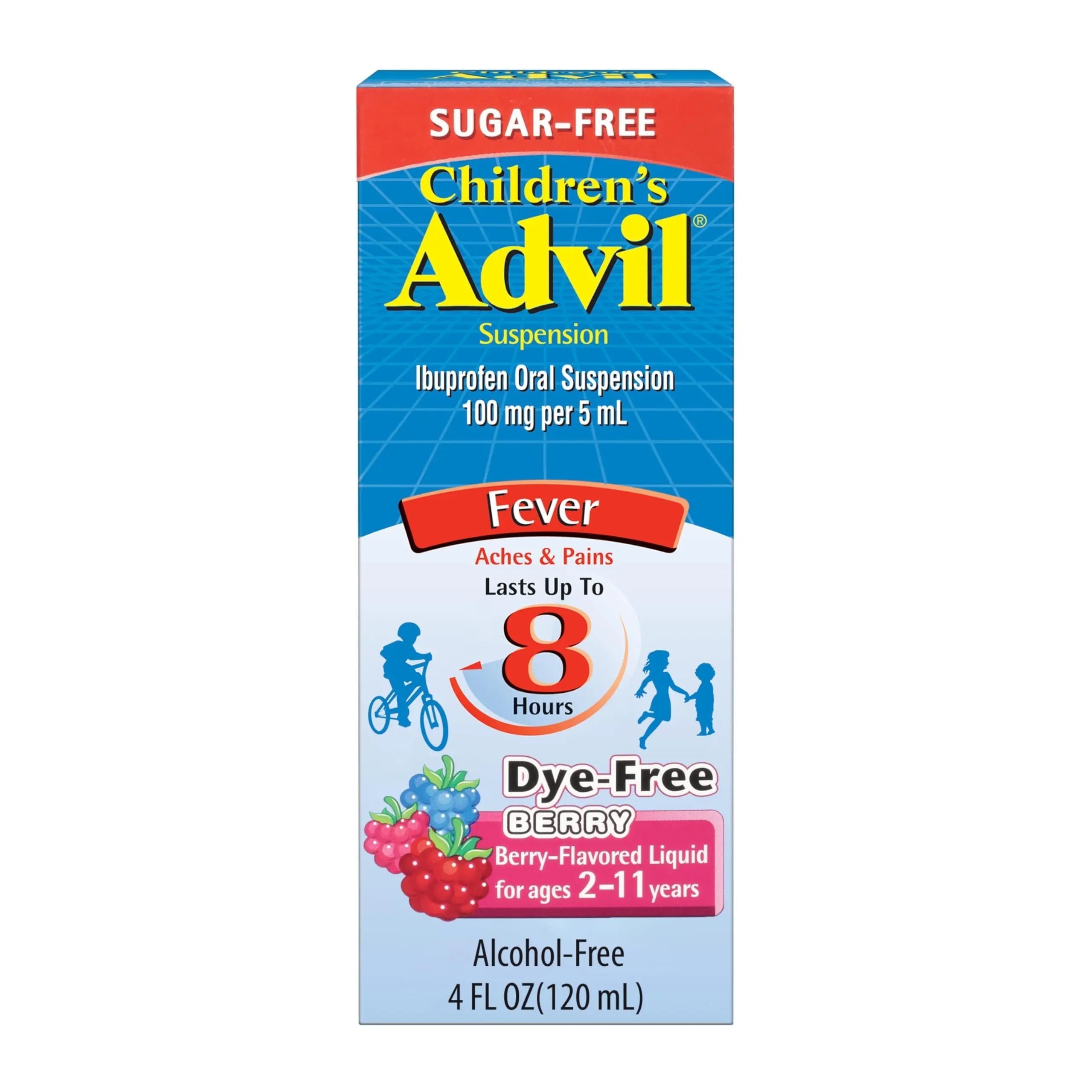 Children's Advil Pain Reliever and Fever Reducer, Dye Free and Sugar Free Ibuprofen Oral Suspension, Berry Flavored - 4 Fl Oz Children's Advil buy supplements canada