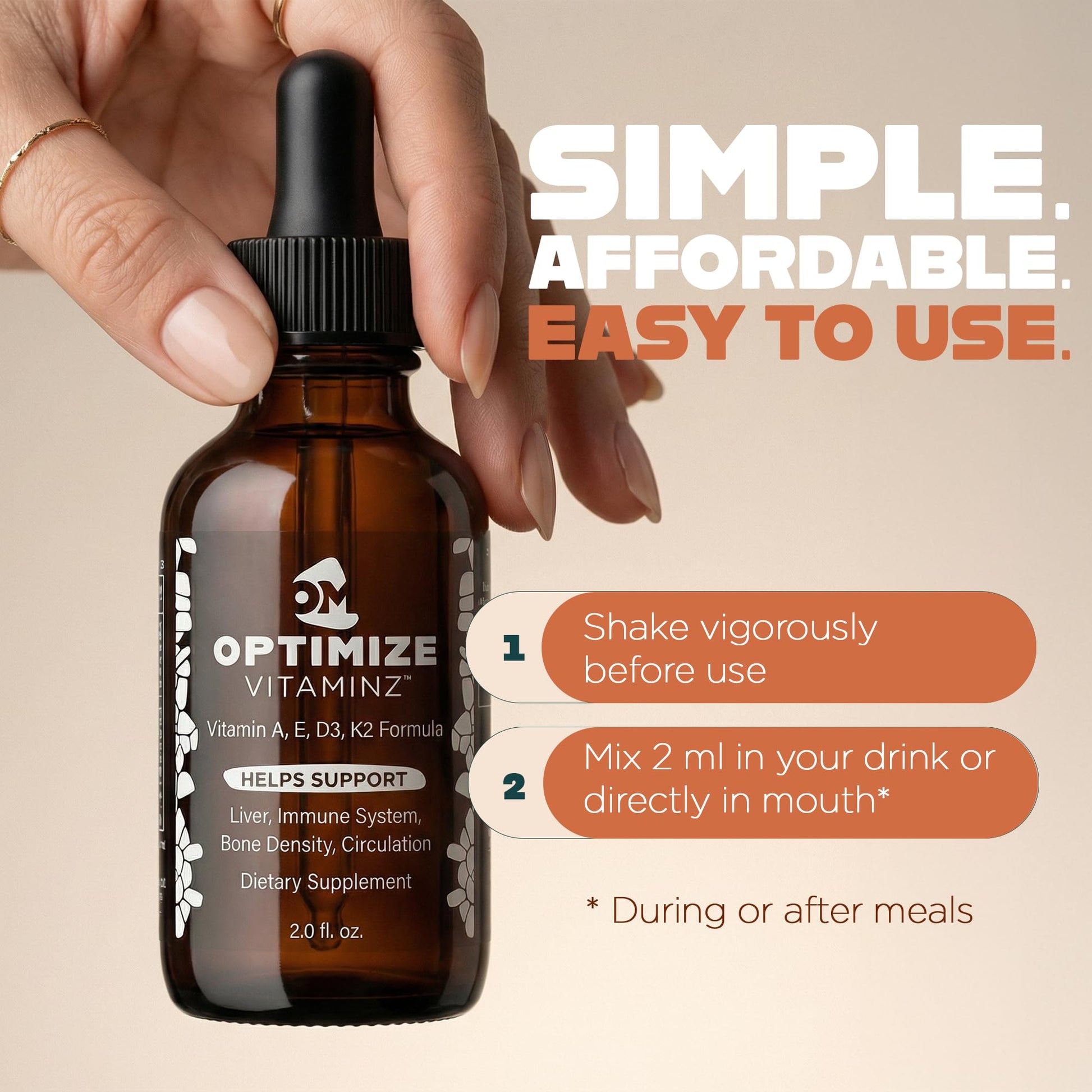 Optimize Vitaminz Liquid Vitamin D3 K2 Drops with Dandelion Root & Bilberry | Immune, Liver & Bone Support, MK-7 Formula, Fast Absorption Liquid Multivitamin, 30 Day Supply, 2 Fl Oz Optimize Minerals buy supplements canada