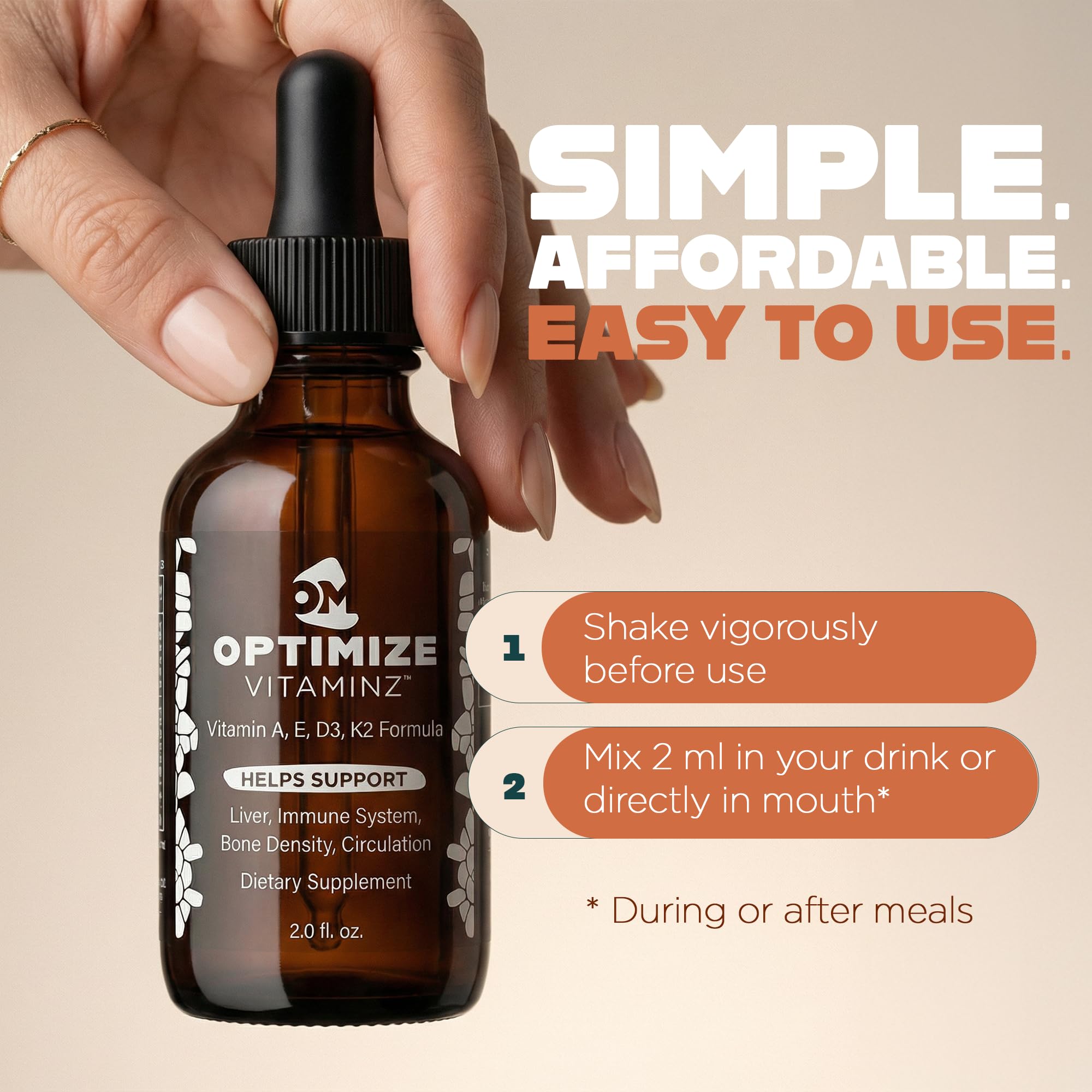 Optimize Vitaminz Liquid Vitamin D3 K2 Drops with Dandelion Root & Bilberry | Immune, Liver & Bone Support, MK-7 Formula, Fast Absorption Liquid Multivitamin, 30 Day Supply, 2 Fl Oz Optimize Minerals buy supplements canada