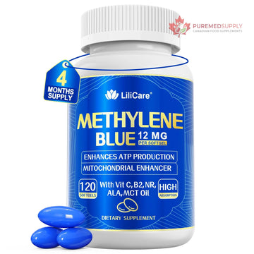 LILICARE Advanced 12mg Methylene Blue Softgels for Humans | Upgraded Brain & Cellular Energy Supplement with CoQ10, NR & ALA | High Absorption Formula, Non-GMO, Mitochondrial & ATP Support, 120 Cts LILICARE buy supplements canada