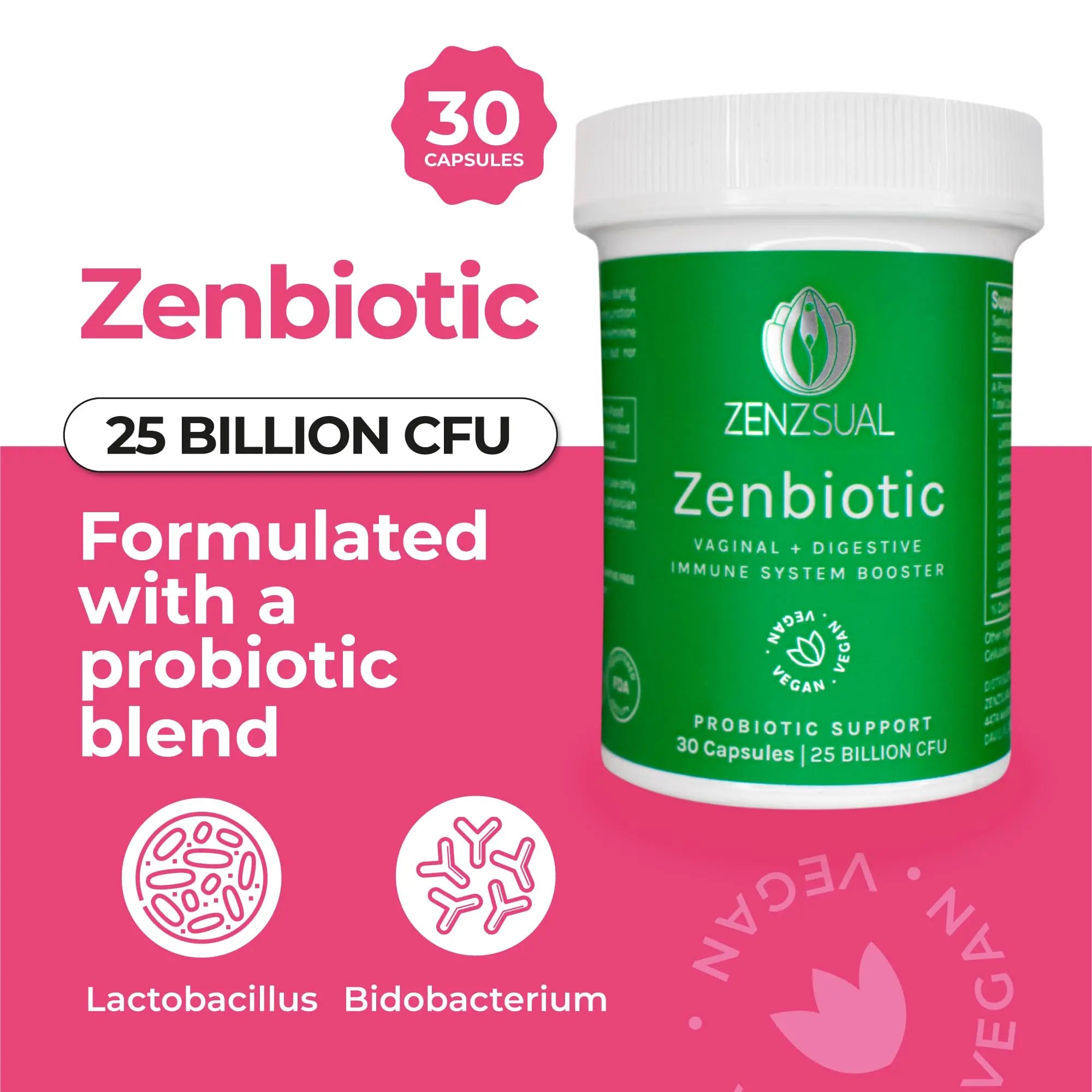 ZENZSUAL Zenbiotic Probiotics Support for Women – 25 Billion CFU, Vaginal Health & pH Balance Support, Odor & Yeast Control, Gut & Digestive Health, Urinary Comfort, Hormone Balance, 30 Vegan Capsules ZENZSUAL buy supplements canada