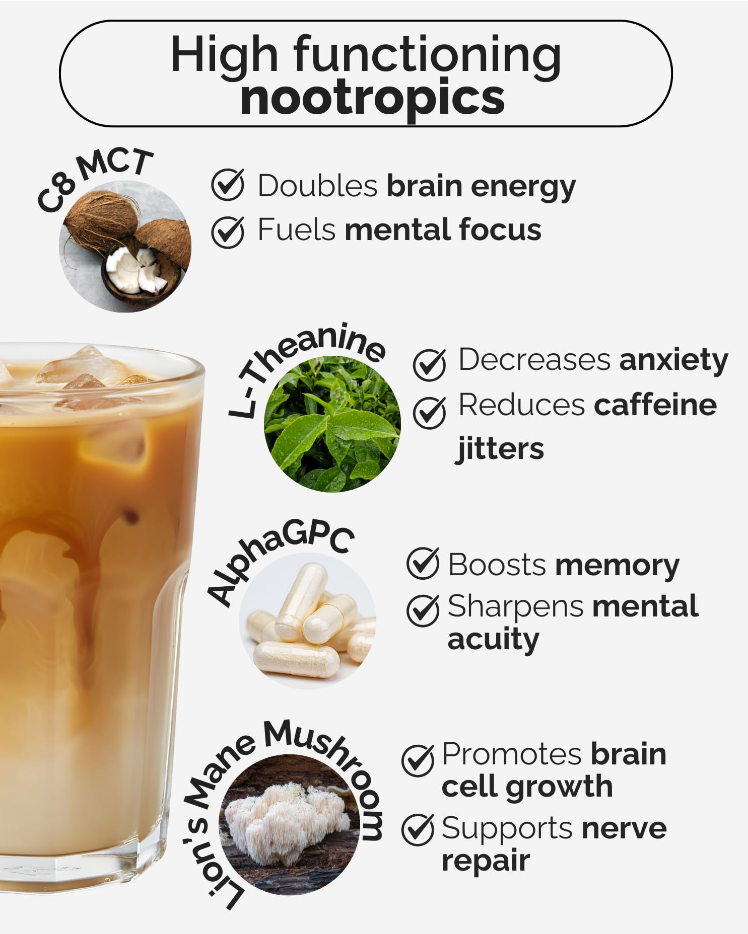 Keto Brainz C8MCT Based Nootropic - with 500mg Lion's Mane Mushroom, AlphaGPC & L-Theanine This is The Ultimate Easy to use nootropic Stack & Makes Delicious Mushroom Coffee! 16oz. 30 Servings Keto Brainz buy supplements canada
