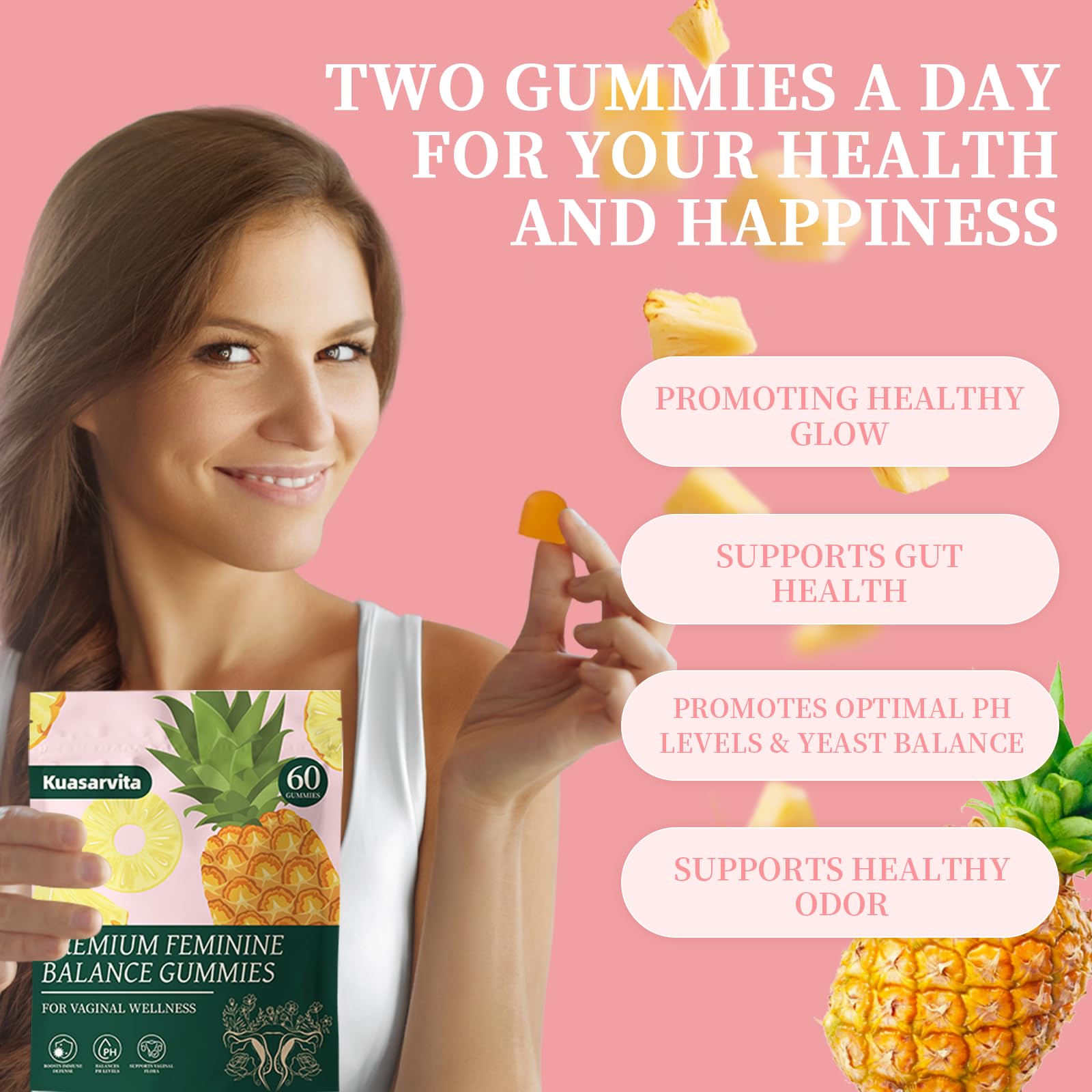 Premium Feminine Balance Gummies,Vital Vaginal Probiotics Source Feminine Gummies,Probiotic Gummies for Prenatal & Postnatal Women - Probiotics for Digestion, pH Balance, Gut Health, Immune Support Kuasarvita buy supplements canada