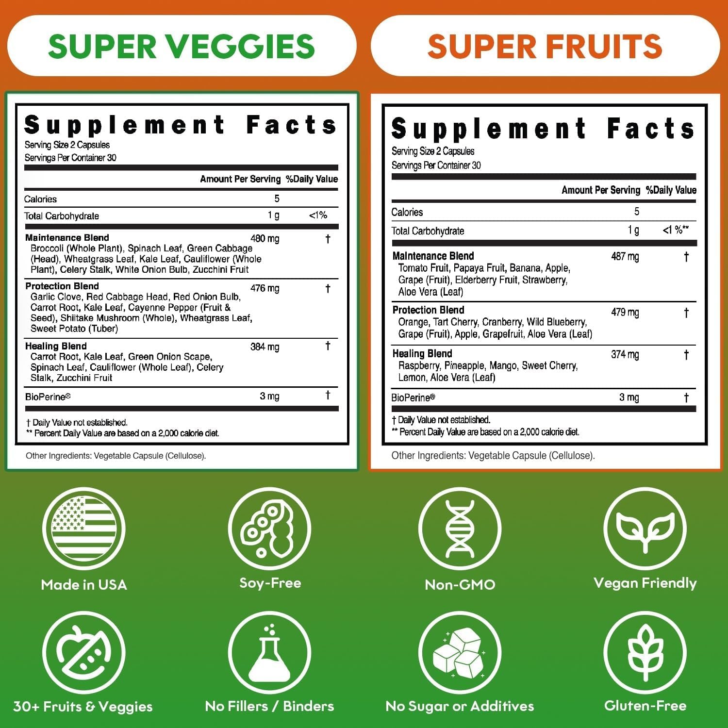 Fruits and Veggies Supplement Powerfull Blend of 39 Whole Fruits and Veggies, Fills Nutritional Gaps, Get Energy, Well-being. USA Made Non-GMO/Vegan/Gluten Free. Packaging May Vary (60 Day Supply) ROOTIE buy supplements canada