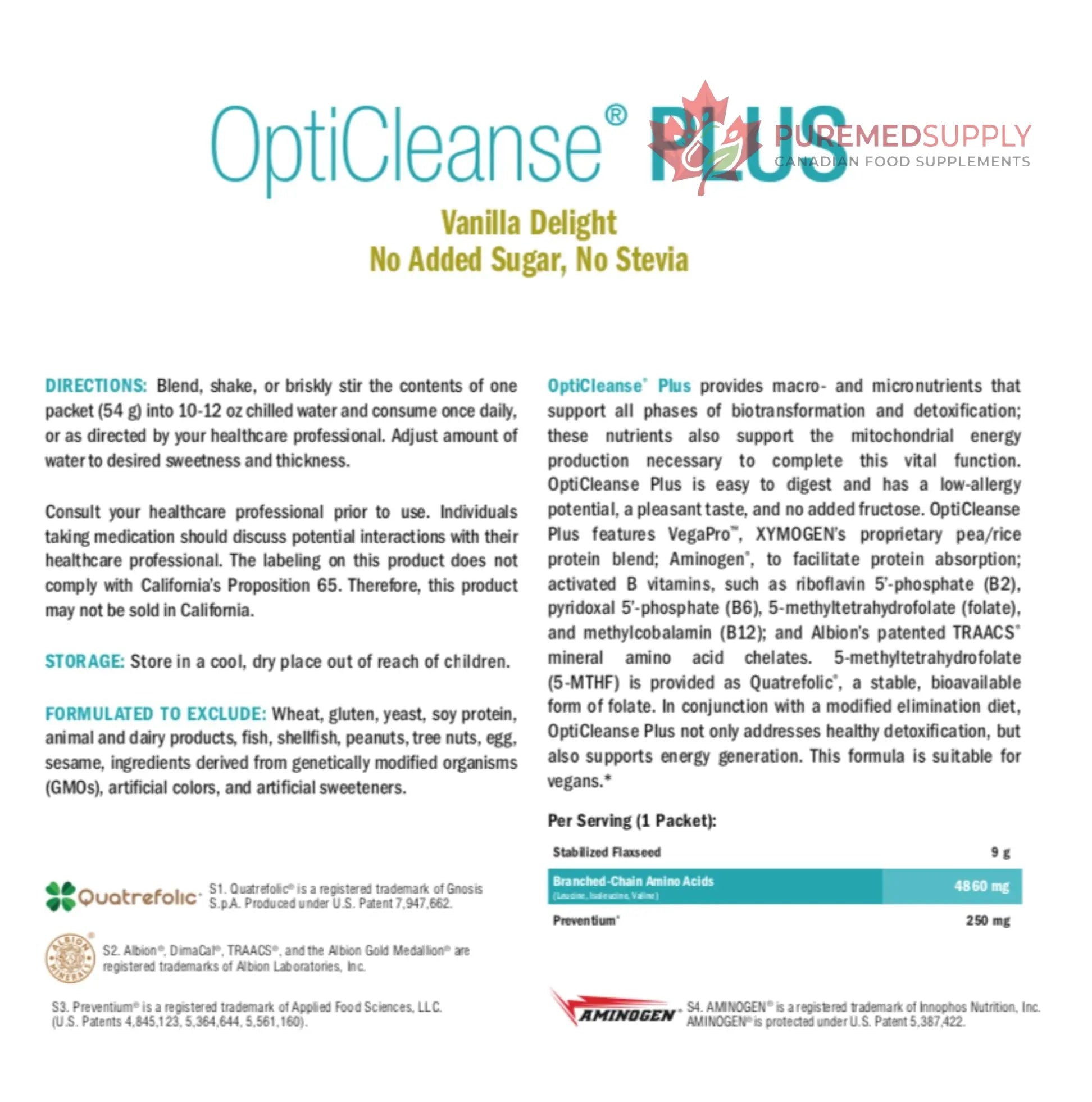 XYMOGEN OptiCleanse Plus - Gut Cleanse Powder - B Vitamins, Plant-Based Protein - Gluten-Free, Sugar-Free & Vegan - Vanilla Delight Flavor - 10 Servings XYMOGEN buy supplements canada