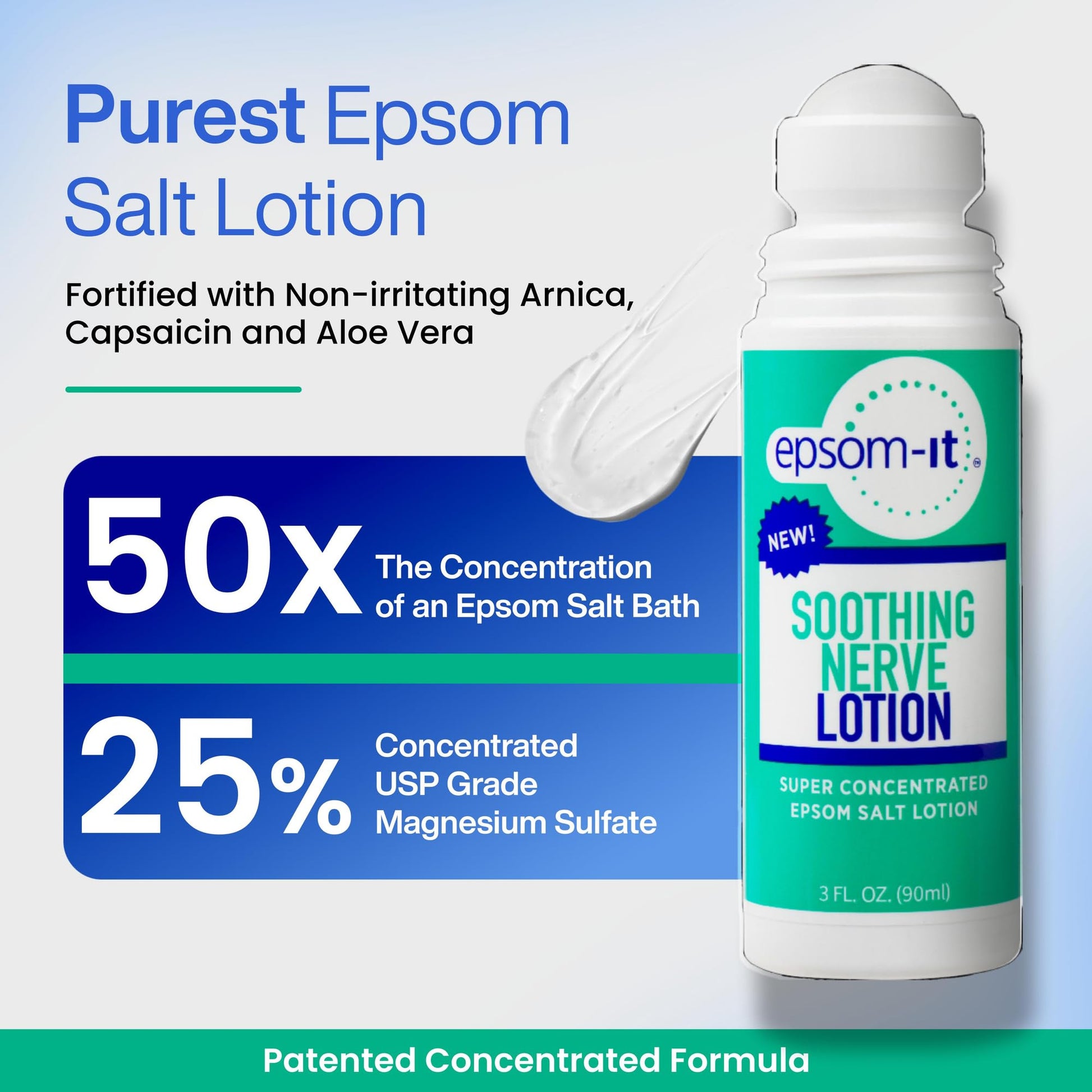 Epsom-It Soothing Nerve Lotion - Roll On Epsom Salt Magnesium Lotion, Topical Magnesium Cream with Capsaicin & Arnica for Tired Muscles and Sleep, 3oz EPSOM-IT buy supplements canada