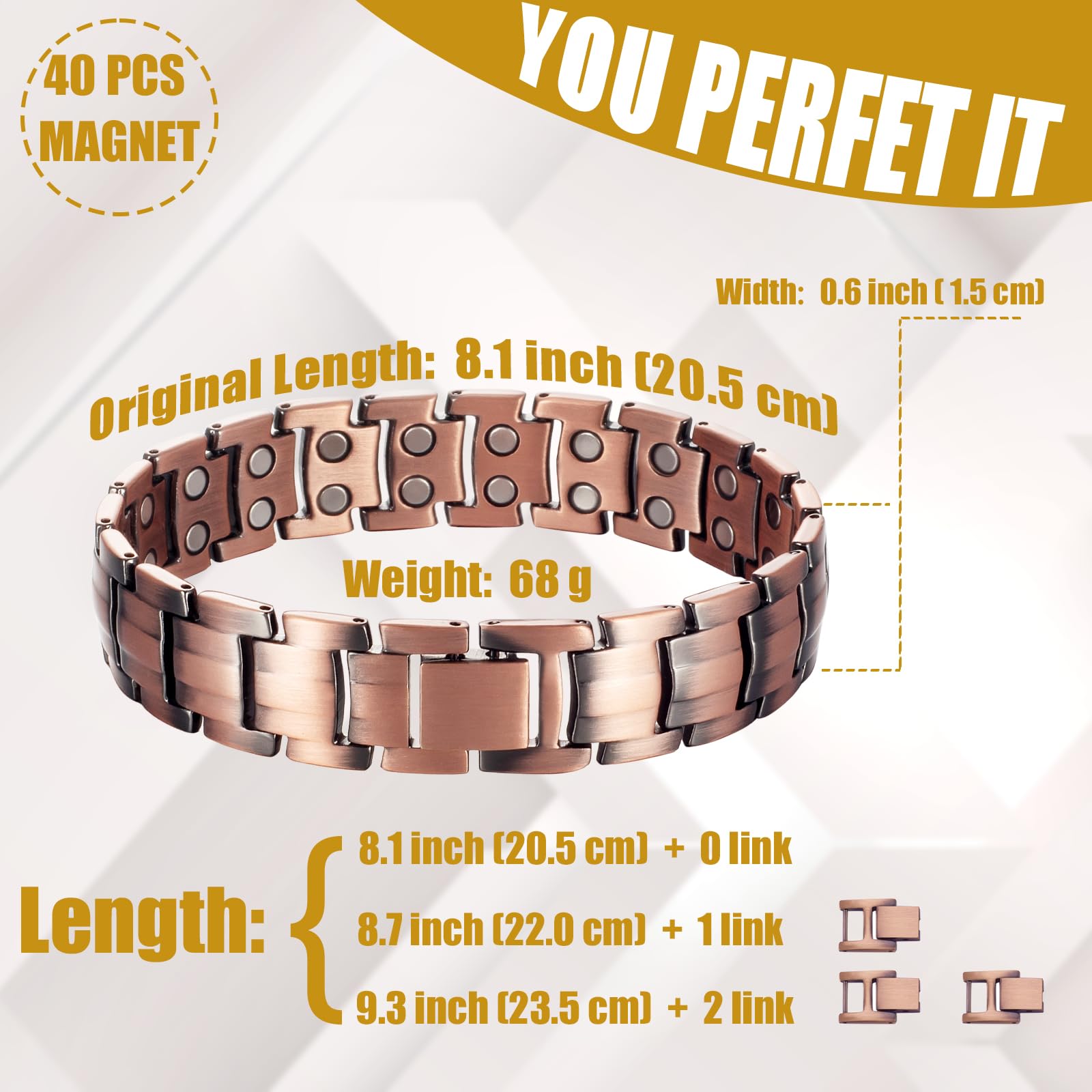 MagVIVACE Copper Bracelet for Men, Magnetic Bracelet with 3500 Gauss Magnets MagVIVACE buy supplements canada
