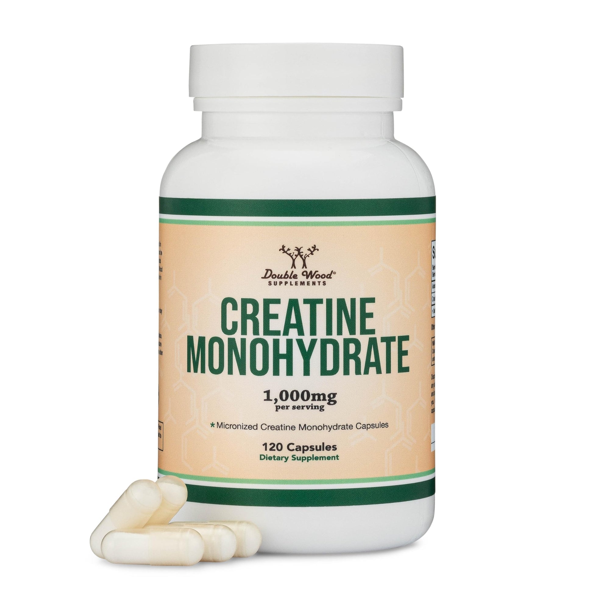 Creatine Monohydrate Capsules - 1g per Serving, 120 Count - No Fillers, Vegan Safe, Non-GMO, Gluten Free by Double Wood Double Wood Supplements buy supplements canada