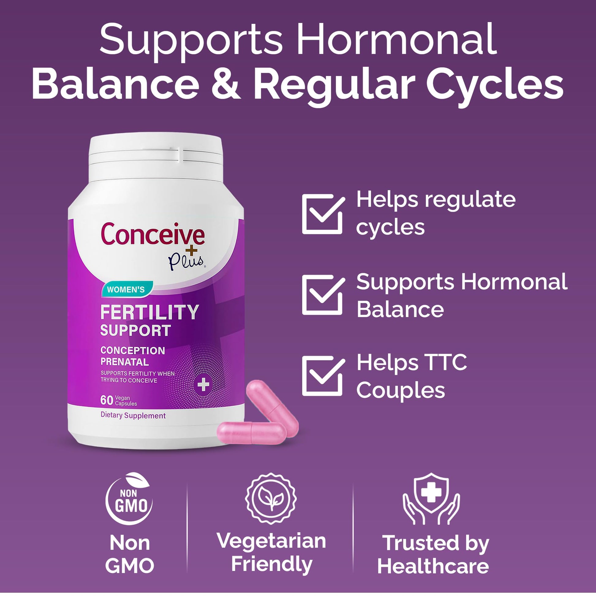 CONCEIVE PLUS Womens Fertility Support – Prenatal Multivitamin for Trying to Get Pregnant – Conception Blend, Hormonal Balance, Folate, Zinc, Thiamin, Riboflavin, Biotin – Non-GMO, Vegan – 30 Days CONCEIVE PLUS buy supplements canada