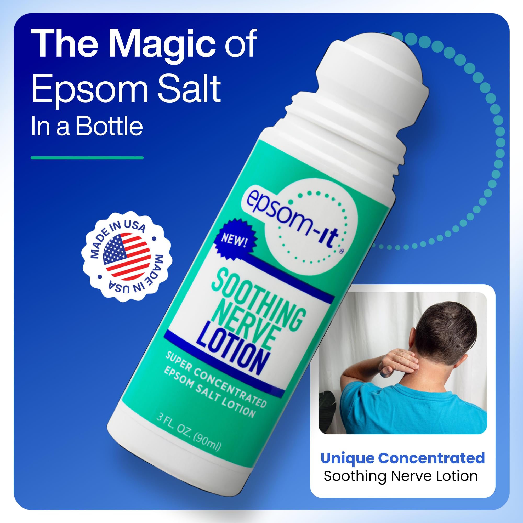 Epsom-It Soothing Nerve Lotion - Roll On Epsom Salt Magnesium Lotion, Topical Magnesium Cream with Capsaicin & Arnica for Tired Muscles and Sleep, 3oz EPSOM-IT buy supplements canada