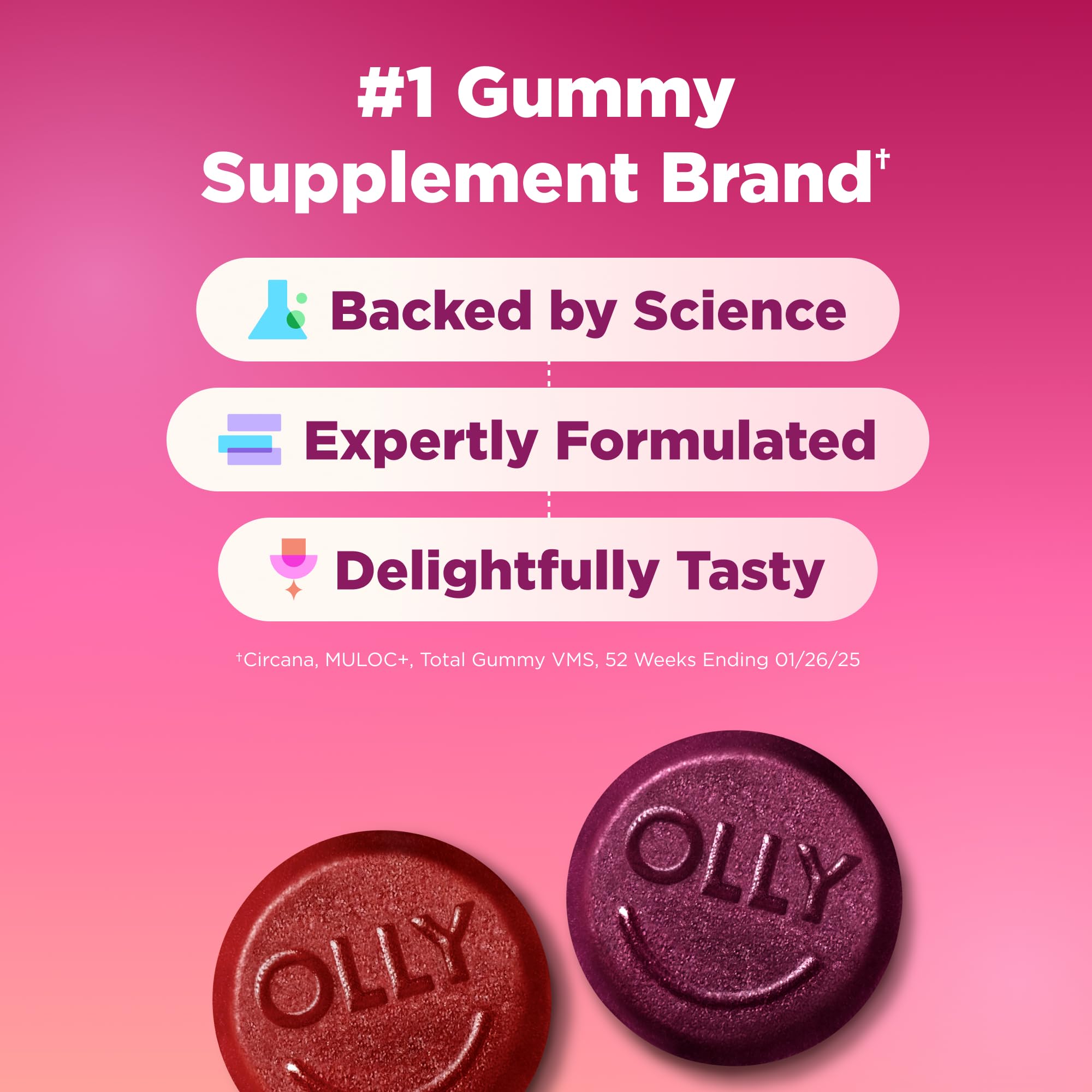 OLLY Women's Multivitamin Gummy, Vitamins A, D, C, E, Biotin, Folic Acid, Adult Chewable Vitamin, Berry Flavor OLLY buy supplements canada