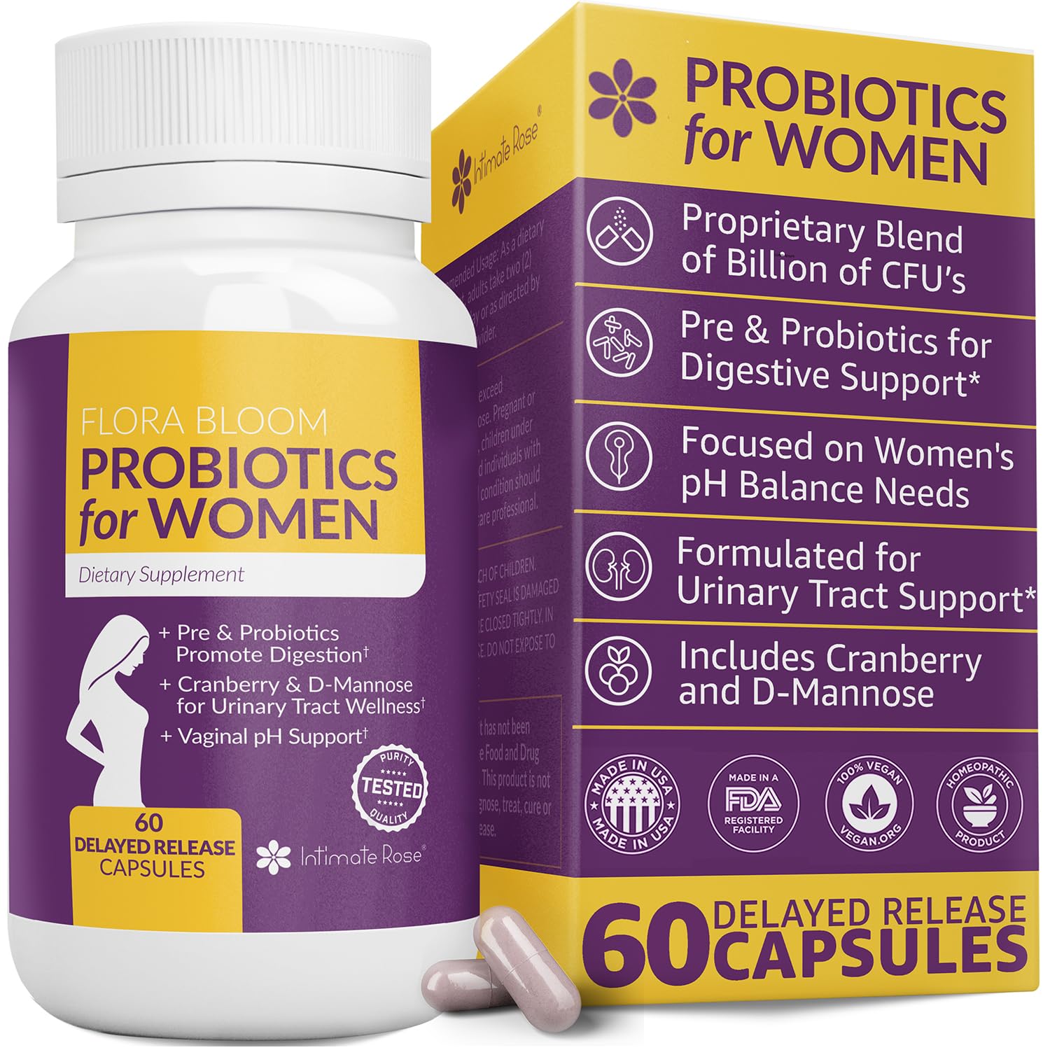 Complete Vaginal Probiotics for Women - w/Added Cranberry, D-mannose to Promote Intimate Rose buy supplements canada
