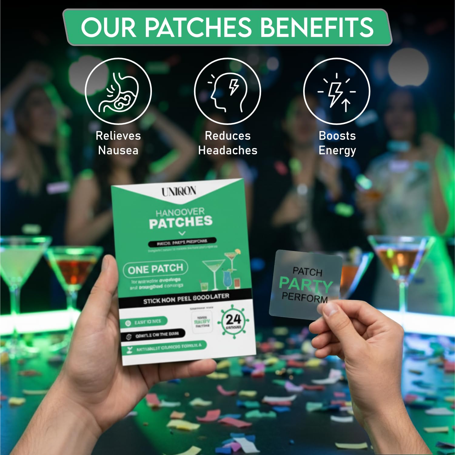 Recovery Patches 24 Pack, 100% Natural Ingredients Party Recovery Patch with Skin-Friendly & Waterproof Design, Strong Adhesive Party Patch for Secure Fit, Enhanced Morning Formula Uniqon buy supplements canada
