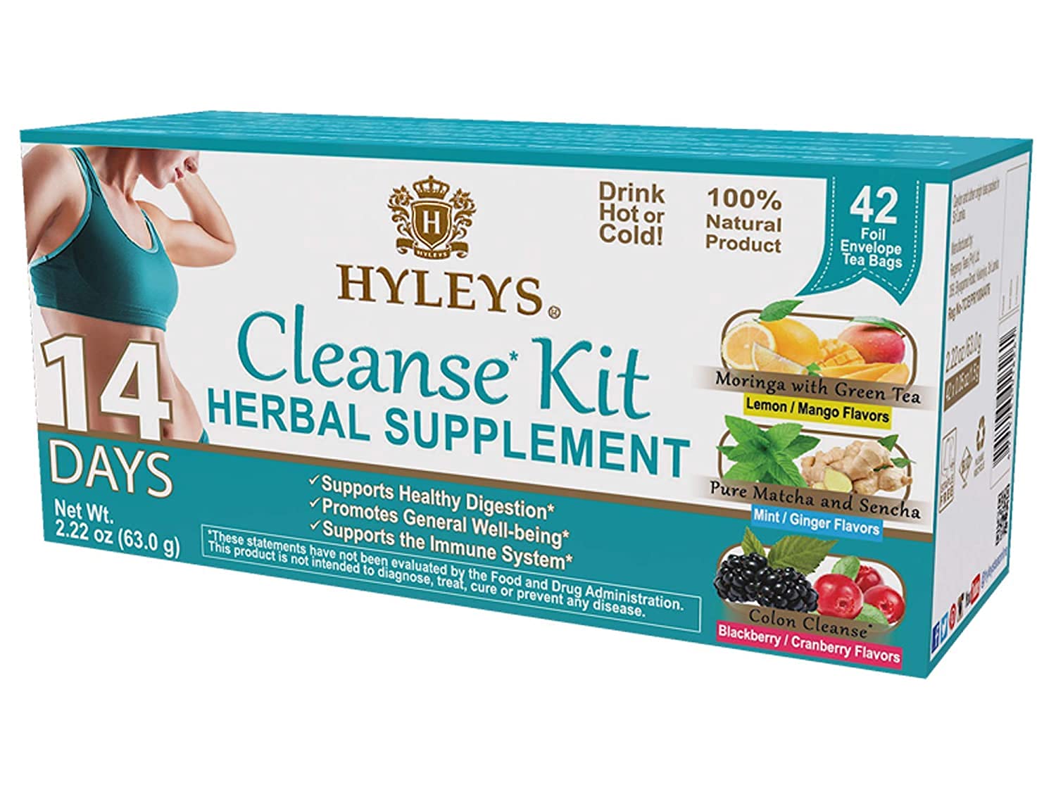 HYLEYS Tea 14 Days Cleanse Kit - 42 Tea Bags (100% Natural, Sugar Free, Gluten Free HYLEYS buy supplements canada