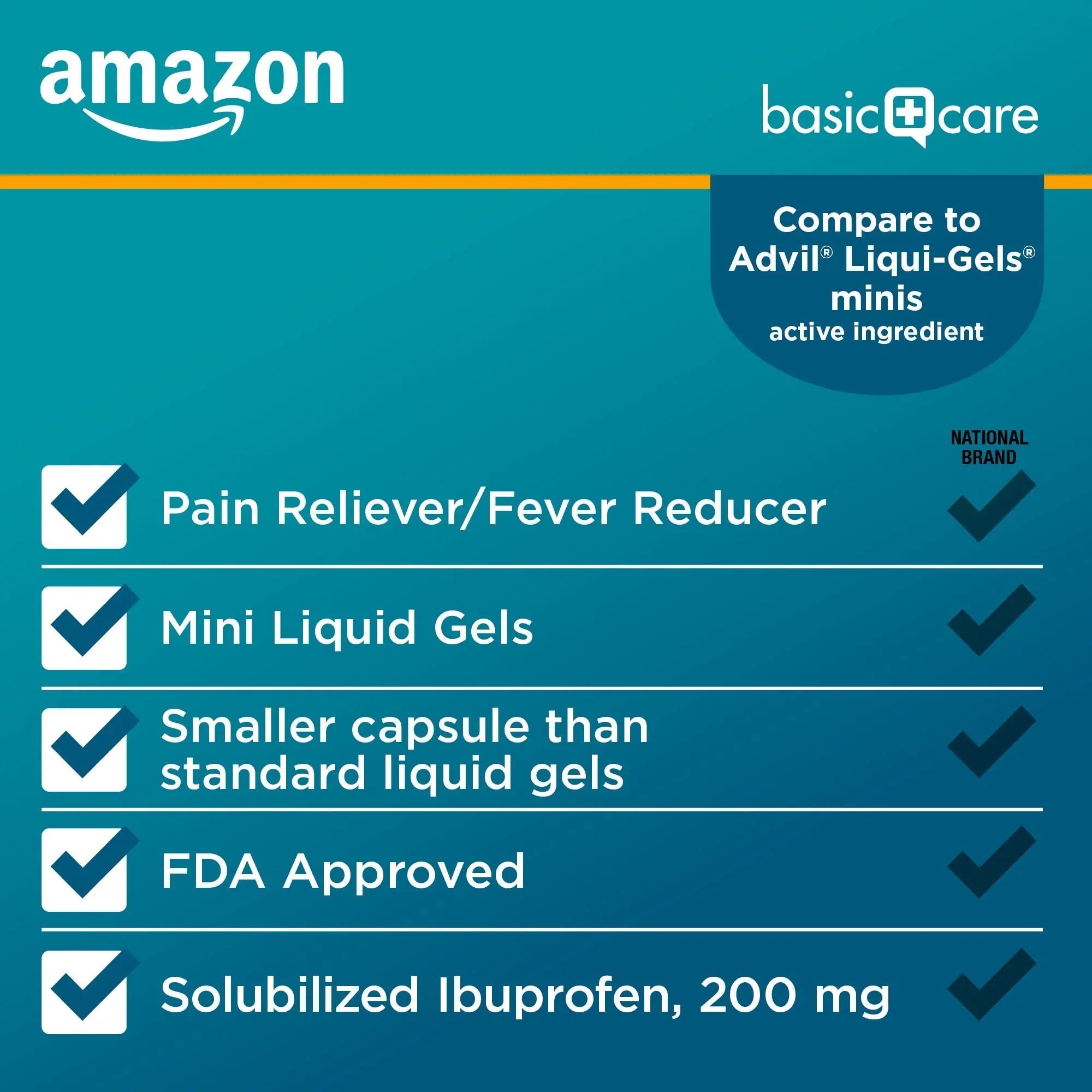 Amazon Basic Care Ibuprofen Mini Liquid Gels, 200 mg, Pain Reliever and Fever Reducer for Headache, Backache, Arthritis Pain, Menstrual Cramps and Toothaches, Fast-Acting, 300 Count Amazon Basic Care buy supplements canada