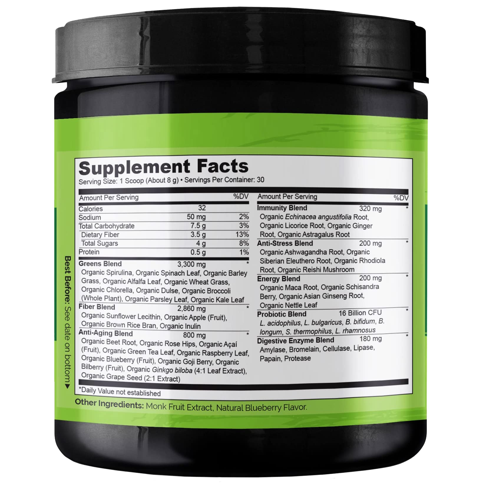 NATURELO Raw Greens Superfood Powder - Wild Berry Flavor - Boost Ener NATURELO buy supplements canada