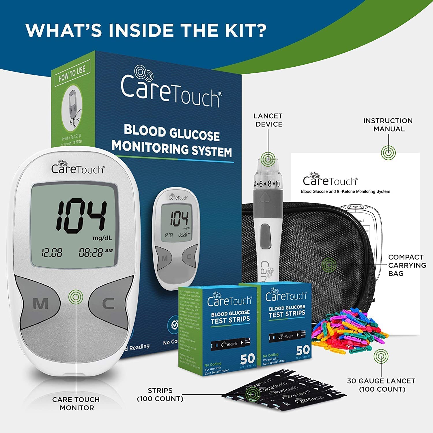 Care Touch Blood Glucose Meter Kit - Diabetes Testing Kit with Glucometer Care Touch buy supplements canada
