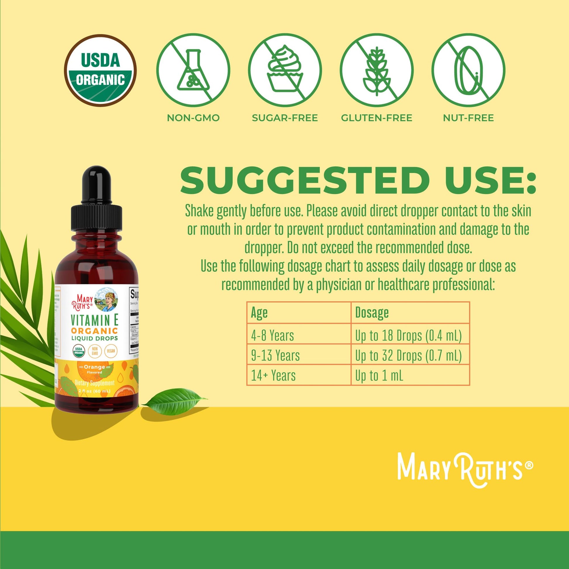 MaryRuth Organics USDA Vitamin E Liquid Drops 2 Month Supply | Bone and Joint Health | Cognitive Health for Adults and Kids | Sugar Free, Vegan, Non-GMO, Gluten Free | 2 Ounces MARYRUTH'S buy supplements canada