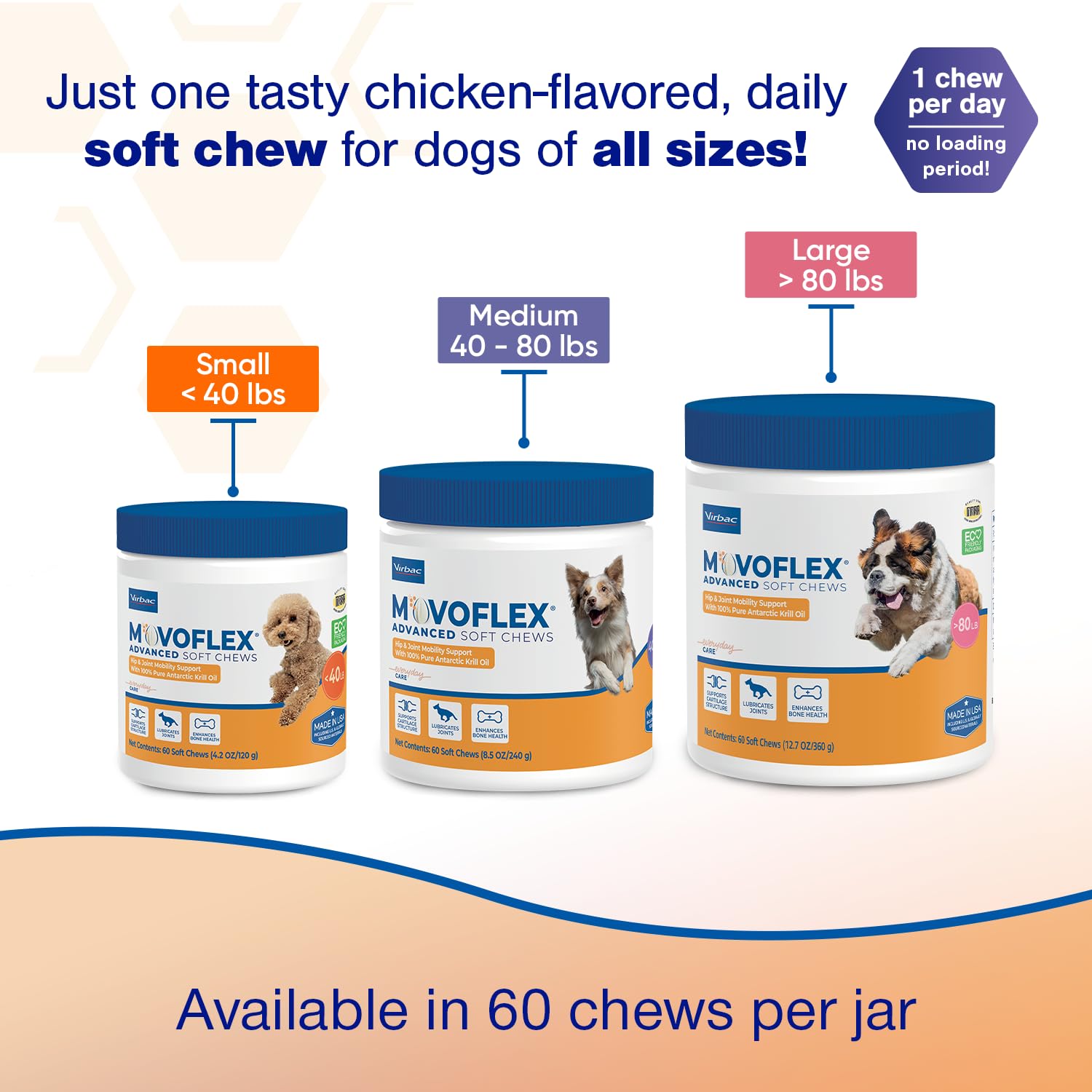 MOVOFLEX Advanced Soft Chews Hip Joint Support Supplement for Large Dogs 60 Count by Virbac MOVOFLEX buy supplements canada