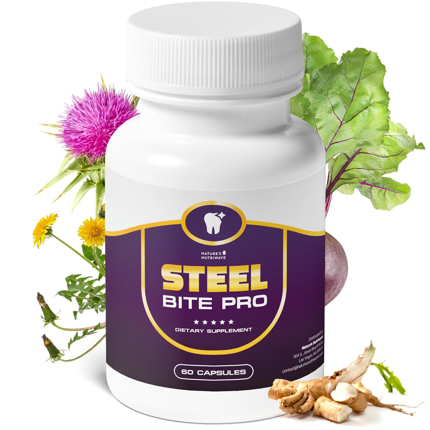 Nature’s NutriWave Steel Bite Pro Oral Wellness Supplement – 23 Plant-Based Ingredients with Zinc & Turmeric – Non-GMO, Made in USA, 60 Capsules, 1 Month Supply Nature’s NutriWave buy supplements canada