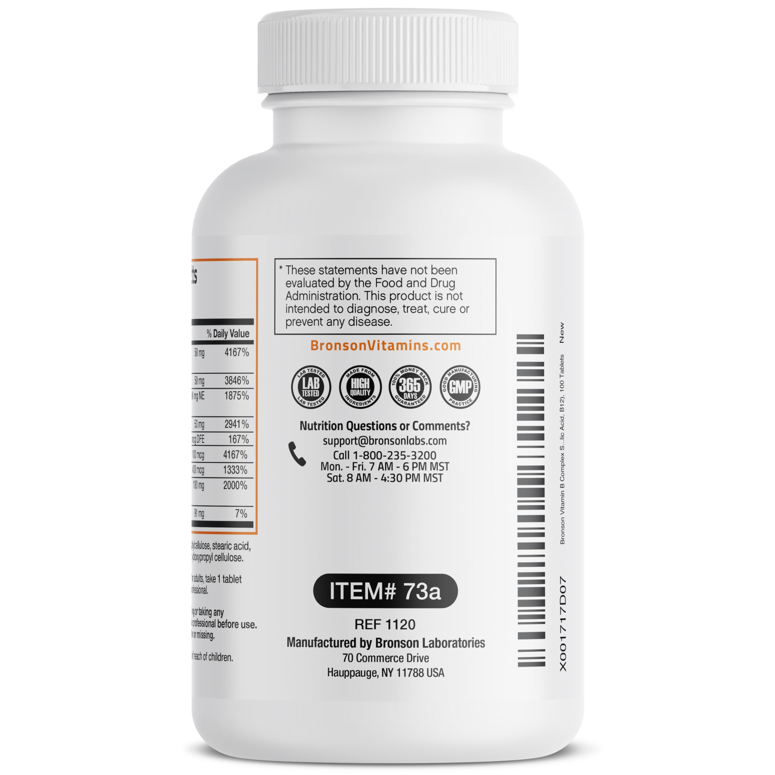 Bronson Super B Vitamin B Complex Sustained Slow Release Vitamin B1, B2, B3, B6, B9 Bronson buy supplements canada