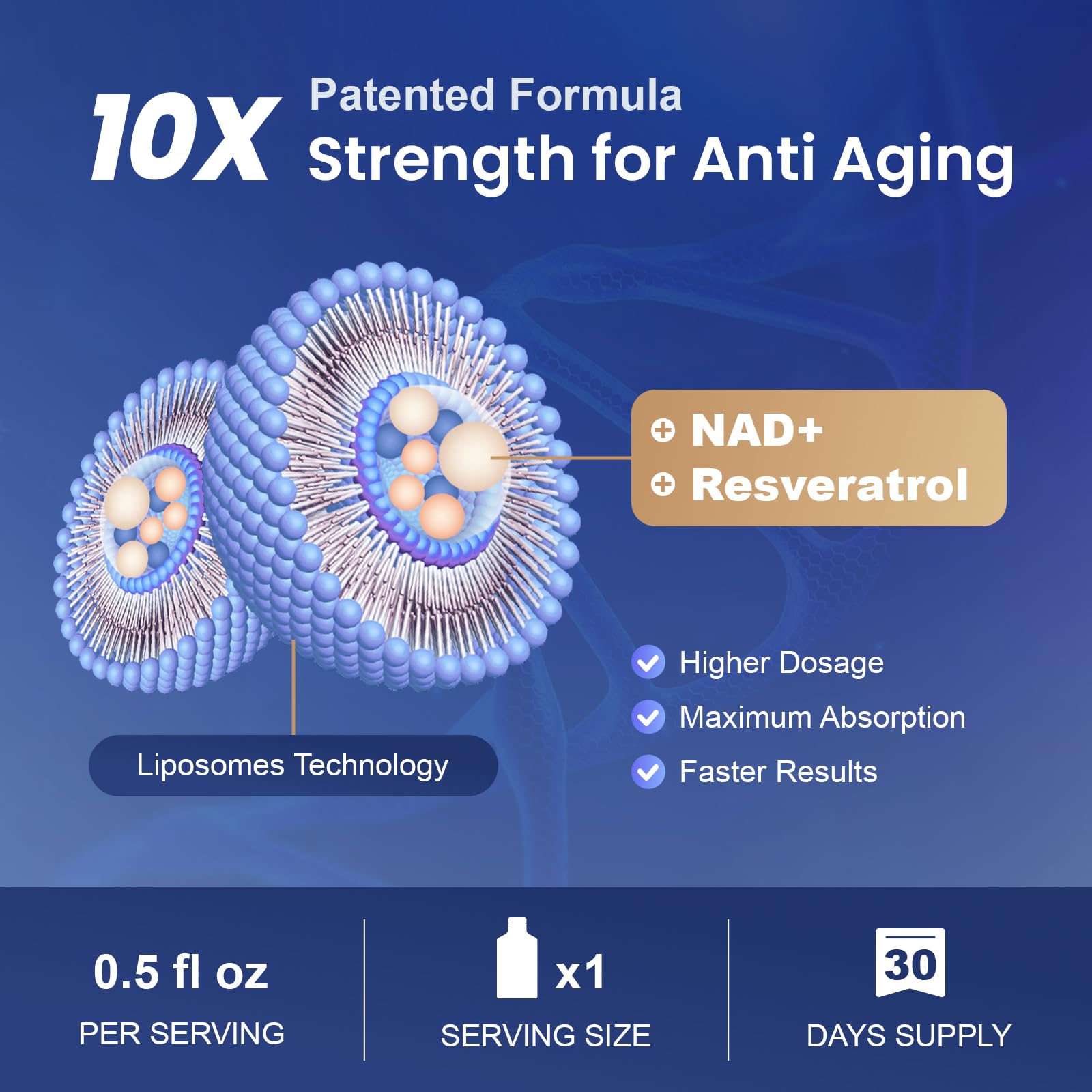 MEGNETA Liposomal NAD+ Supplement with Resveratrol, Anti-Aging, Energy Boost & Cellular Health Support, 15.2 fl. oz NAD Liquid for Men & Women (30 Pouch) MEGNETA buy supplements canada