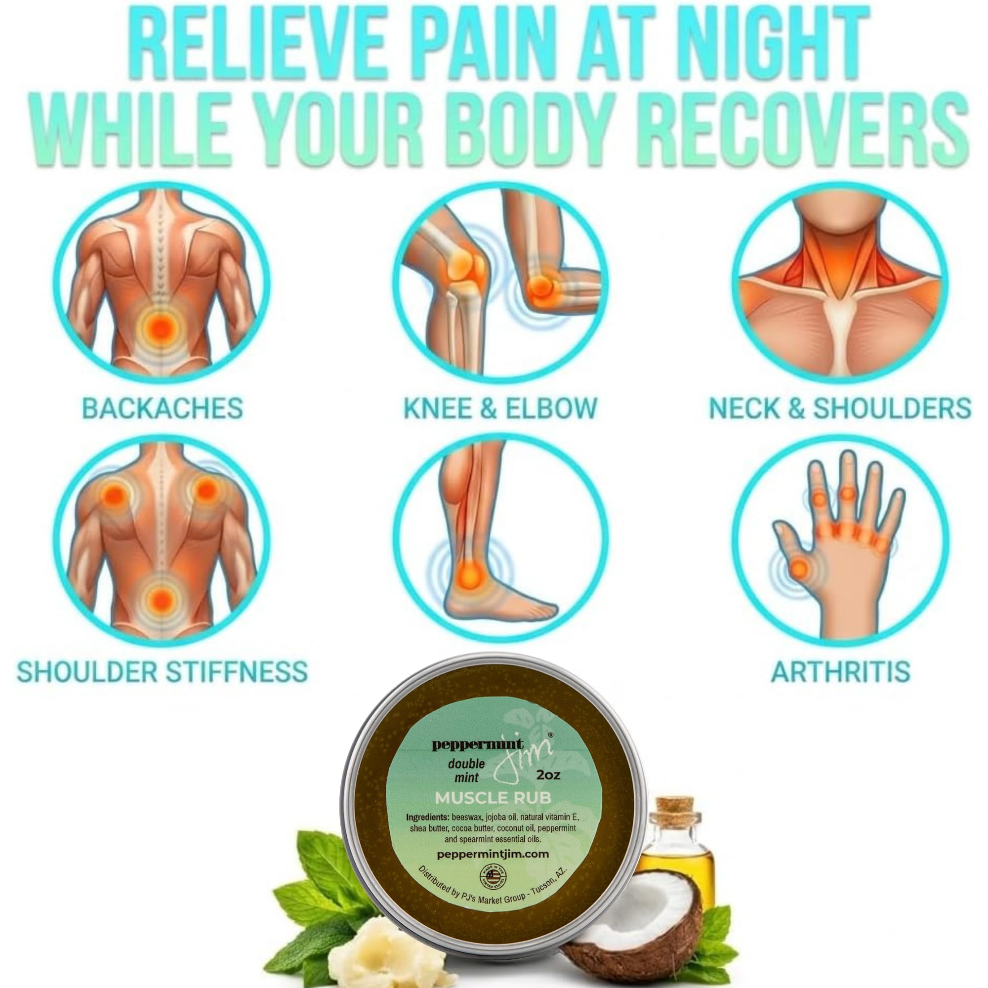 Peppermint Jim Double Mint Muscle Rub Balm 2oz, Fast Absorbing Cooling Relief Cream with Peppermint & Spearmint Oils, Non Greasy Soothing Balm for Sore Muscles, Back, Neck & Joints - Plant Based Peppermint Jim buy supplements canada
