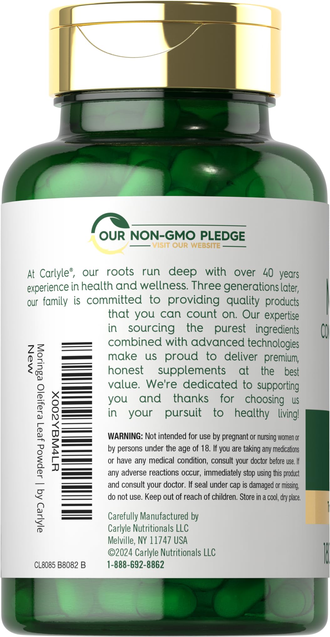 Carlyle Moringa Oleifera Supplement | 180 Capsules | Complete Green Superfood for Women and Men | Non-GMO and Gluten Free Carlyle buy supplements canada