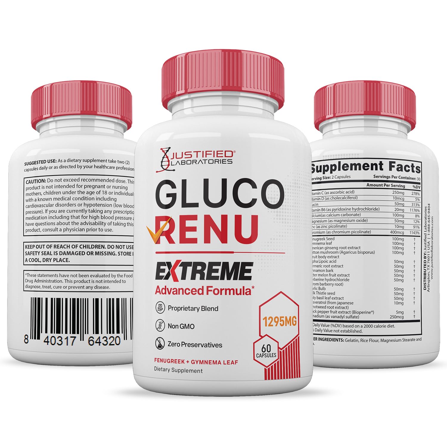 Gluco Renu Extreme 1295MG Glyco Support Pills Advacned Formula Gluo Renew Glycogen Support Formulated with Turmeric Berberine Resveratrol Garlic Bitter Melon Milk Thistle 60 Capsules Justified Laboratories buy supplements canada
