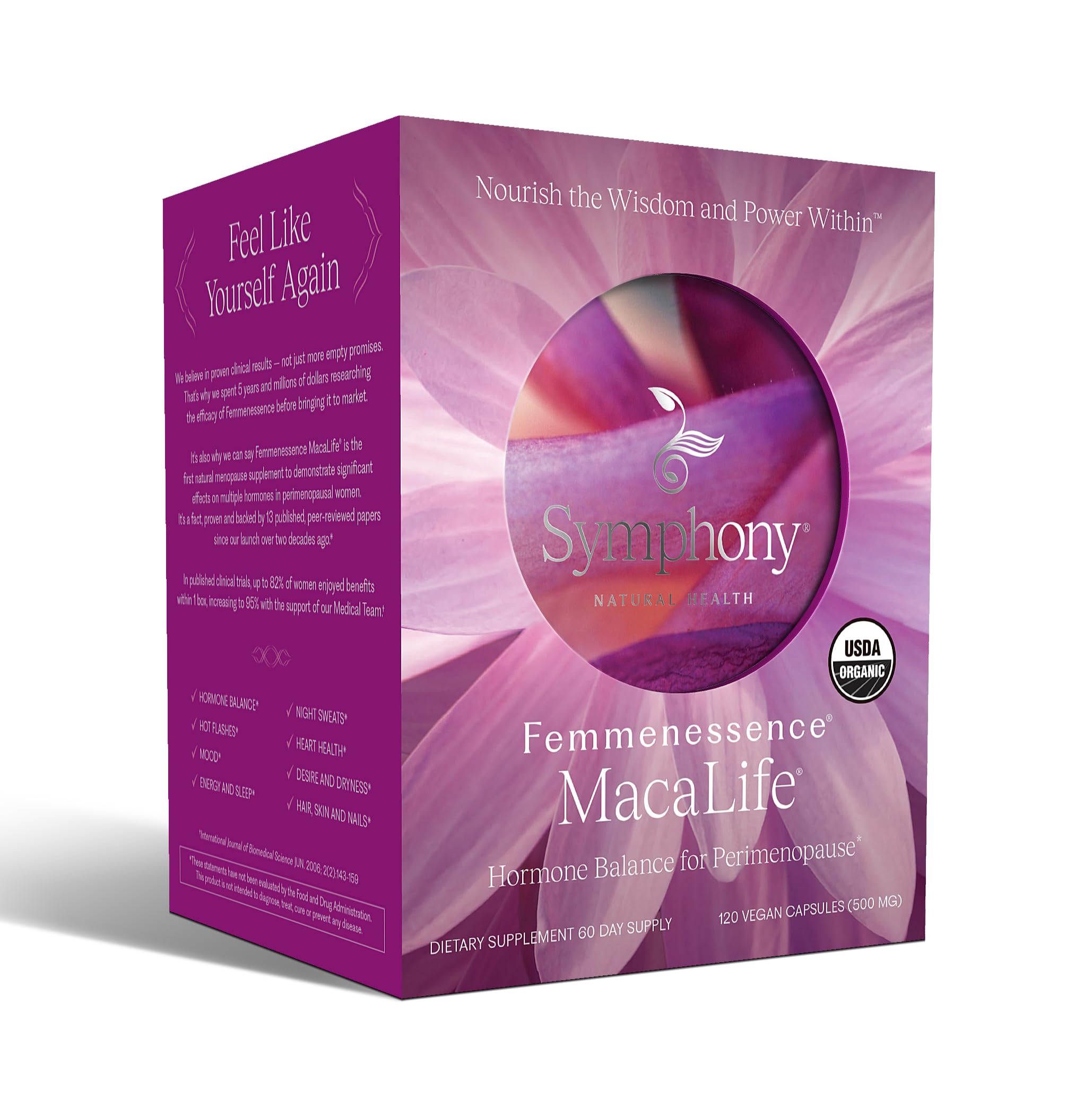 Femmenessence® MacaLife® – Clinically Proven Perimenopausal Organic Vegan Supplement for Natural Hormone Balance, Symptom Relief, Heart & Mood Support (120 Capsules, 60 Day Supply) Natural Health International buy supplements canada