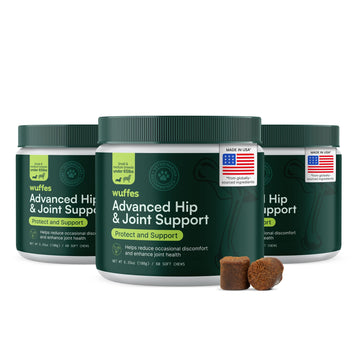 Wuffes Chewable Dog Hip & Joint Supplement - Glucosamine & Chondroitin Chews - Dog Joint Supplements & Vitamins - Extended Joint Care (Small&Medium Breeds (0-65 lbs), 180 Chews (Pack of 3)) Wuffes buy supplements canada