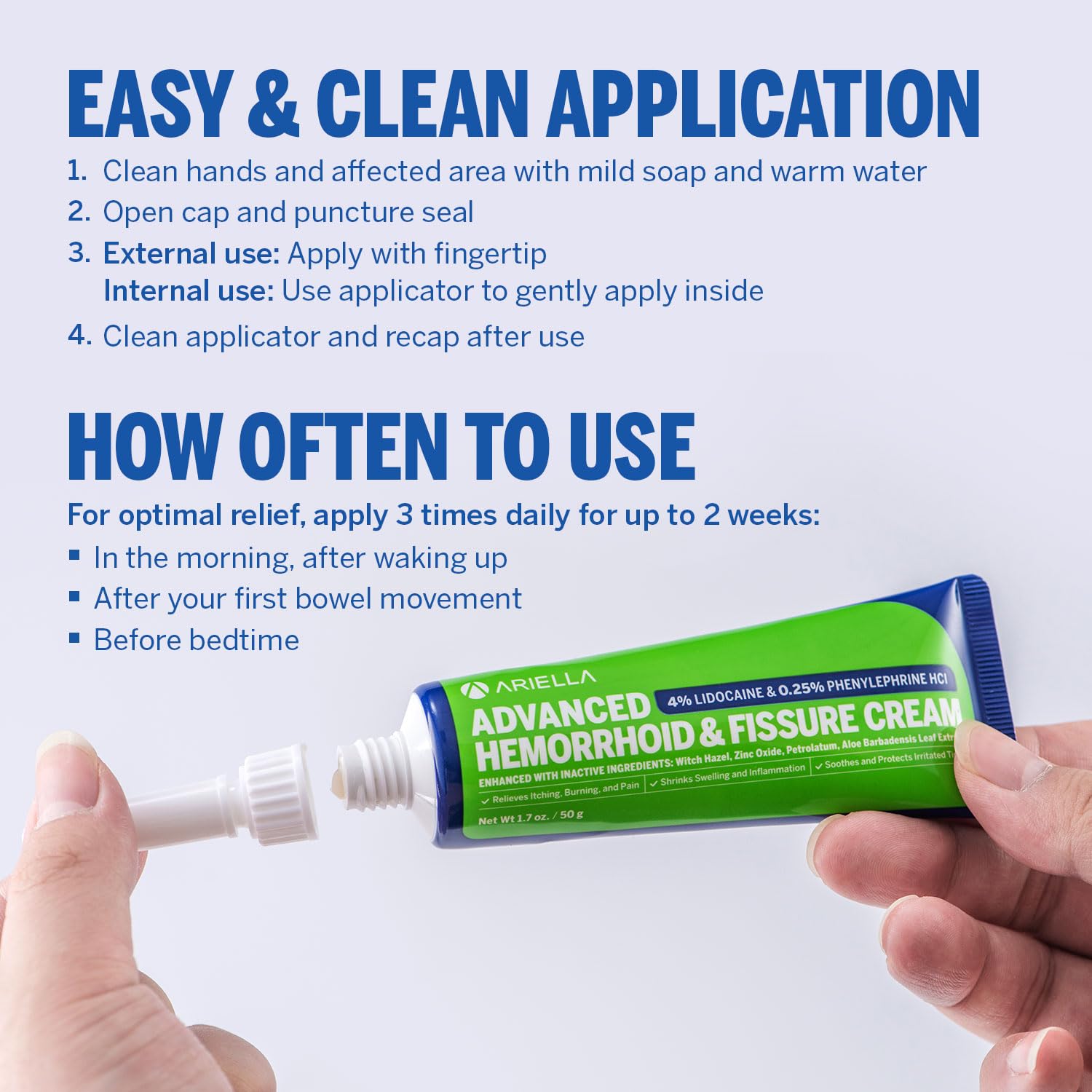 Hemorrhoid Treatment Fissure Lidocaine Cream: Advanced Numbing Ointment with Phenylephrine HCI - Fast Acting Natural Strength Soothing Relief of Pain Swelling Discomfort Itching (1.7 Oz, Witch Hazel) Ariella buy supplements canada