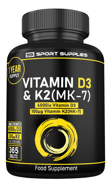 Vitamin D3 K2 High Strength Tablets - 365 Micro Tablets - Vitamin d3 4000 iu and k2 SS Sport Supplies buy supplements canada
