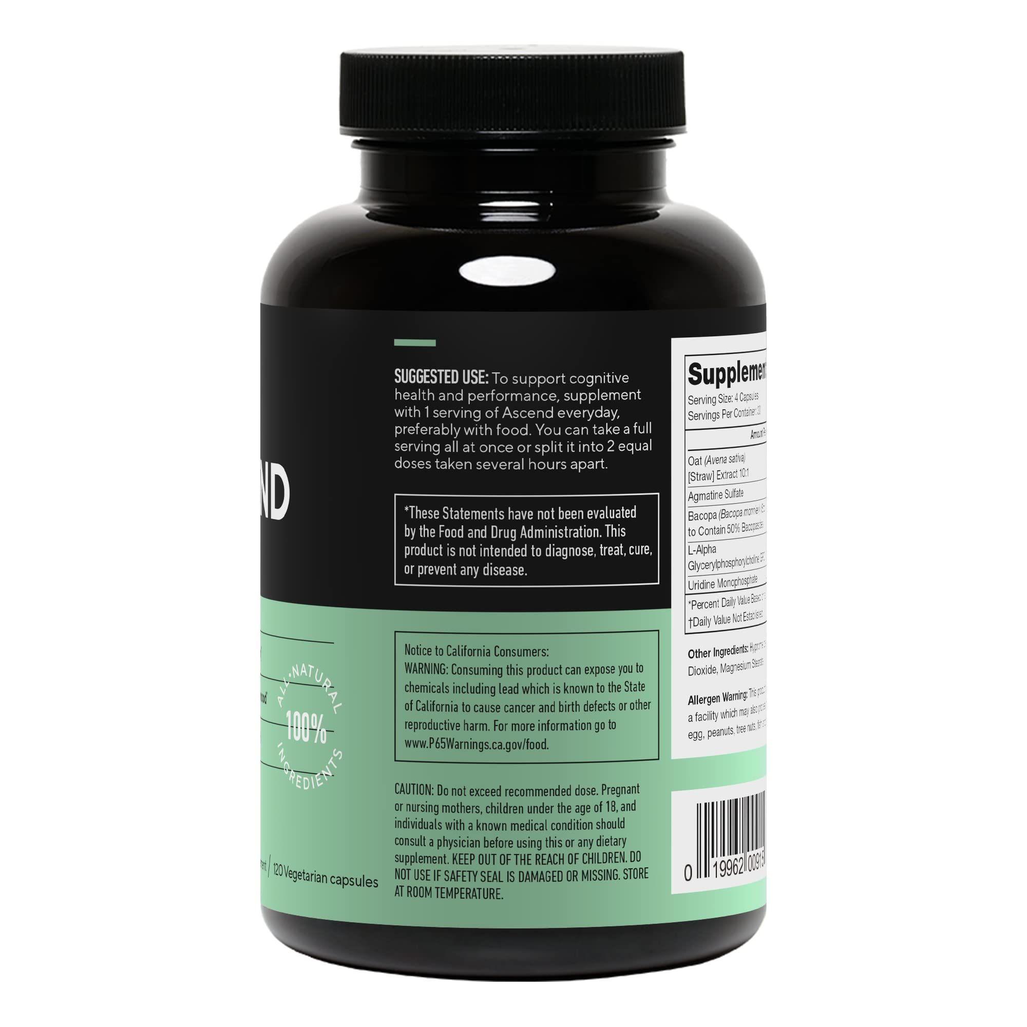 LEGION Athletics Ascend Nootropic - All-Natural Brain Supplements for Memory and Focus - Nootropics Brain Support Supplement with Alpha-GPC - Brain Supplement for Alertness & Mood Support, 30 Servings LEGION buy supplements canada