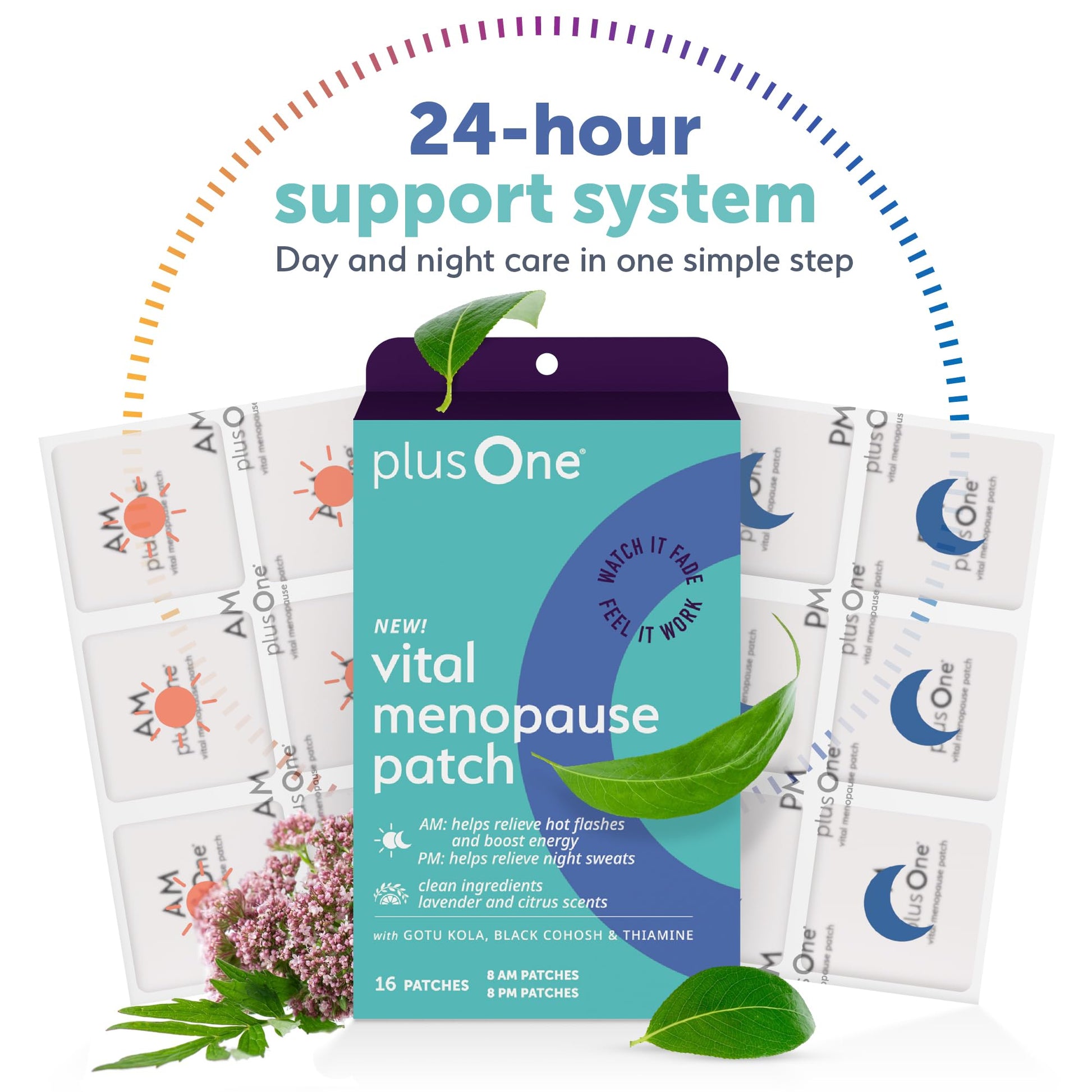 plusOne Vital Menopause Patches AM & PM – Hot Flash & Night Sweat Support – Promotes Energy & Sleep – Herbal Arjuna Daily Patches – 16ct plusOne buy supplements canada