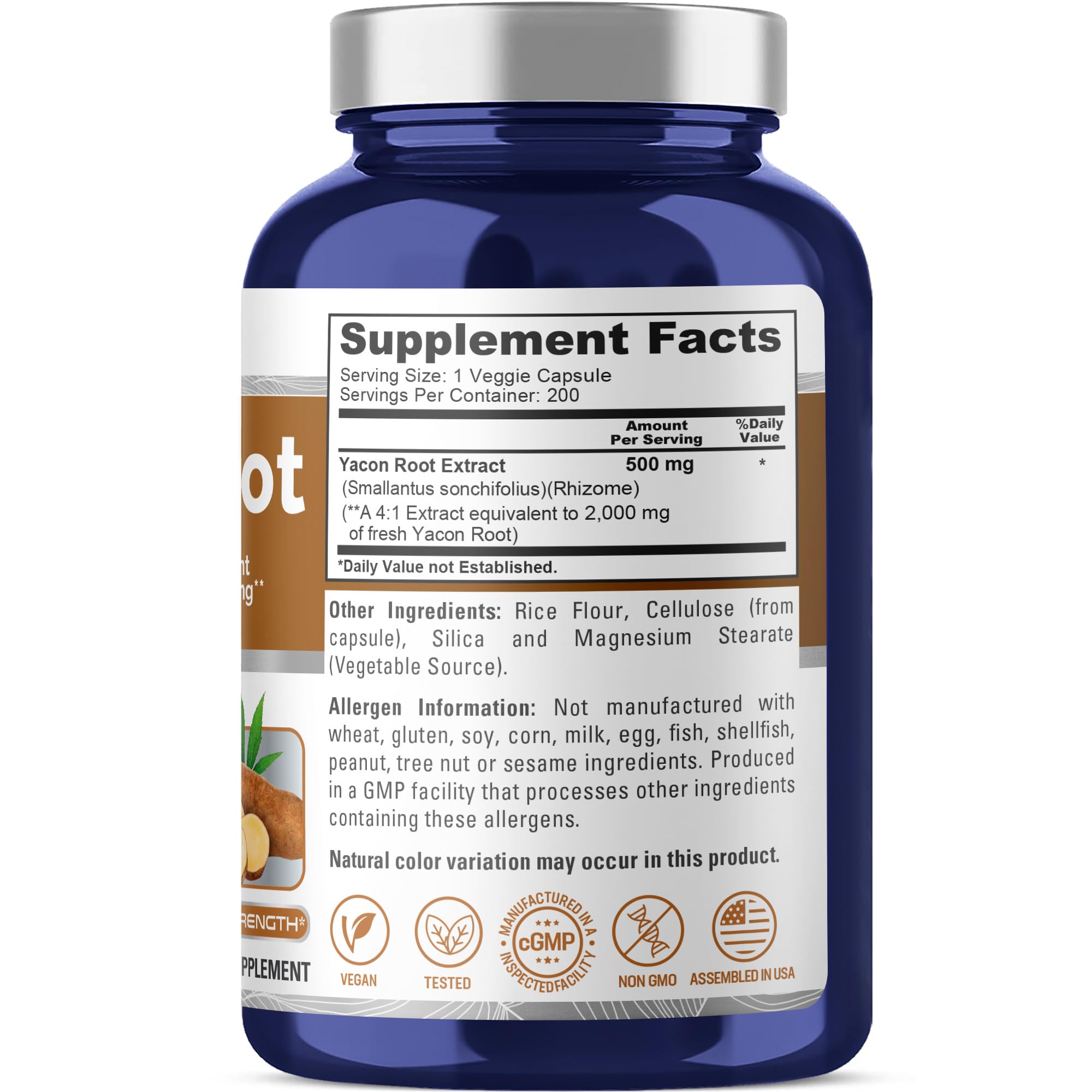NusaPure Yacon Root Extract 2000mg 200 Vegetarian Capsules (Extract 4:1, Non-GMO, Vegan) NusaPure buy supplements canada