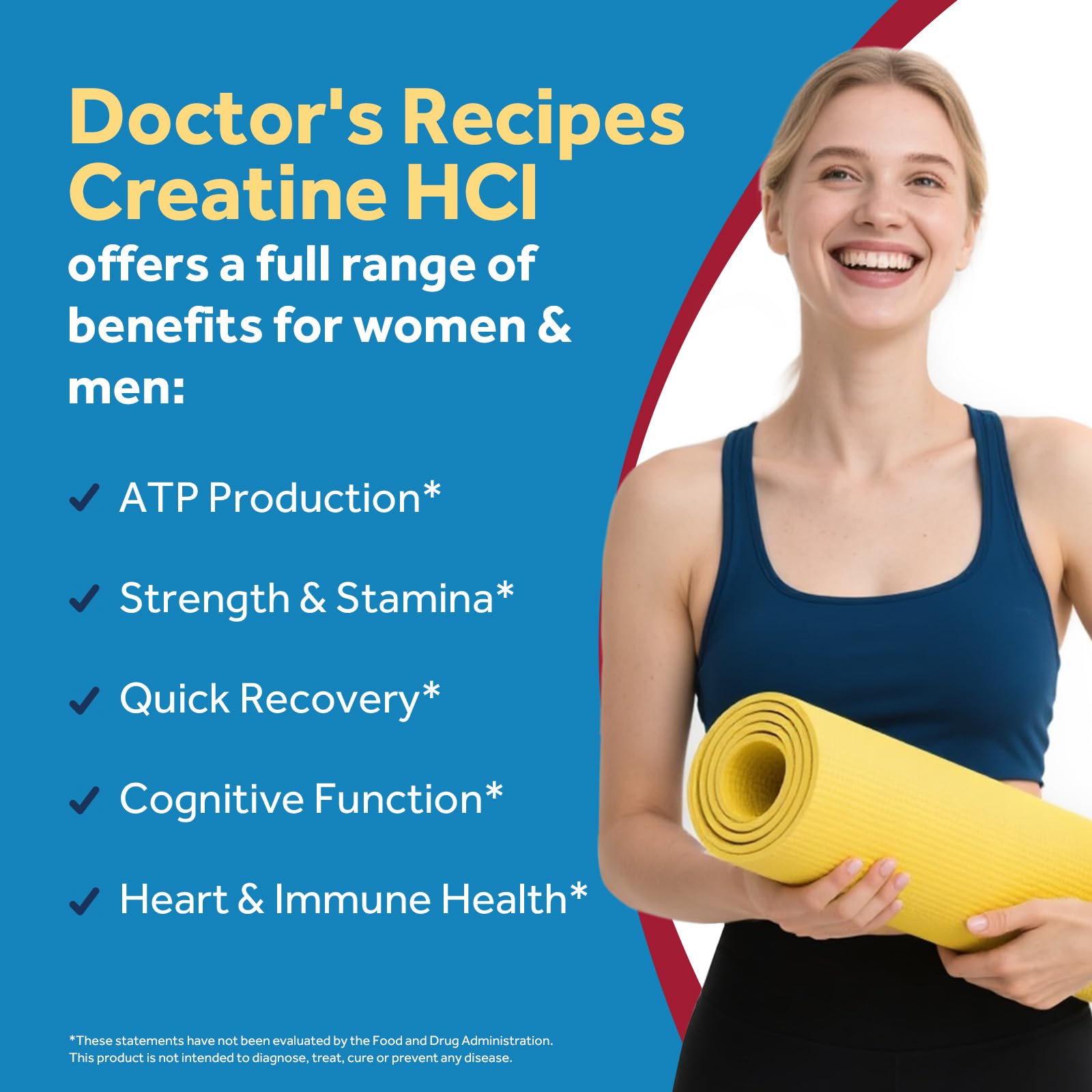 Doctor's Recipes Creatine HCl Capsules, 750 mg, Creatine Hydrochloride for Women & Men, Strength & Recovery, Brain Health, Fast Absorbing, Vegan, 90 Capsules Doctor's Recipes buy supplements canada