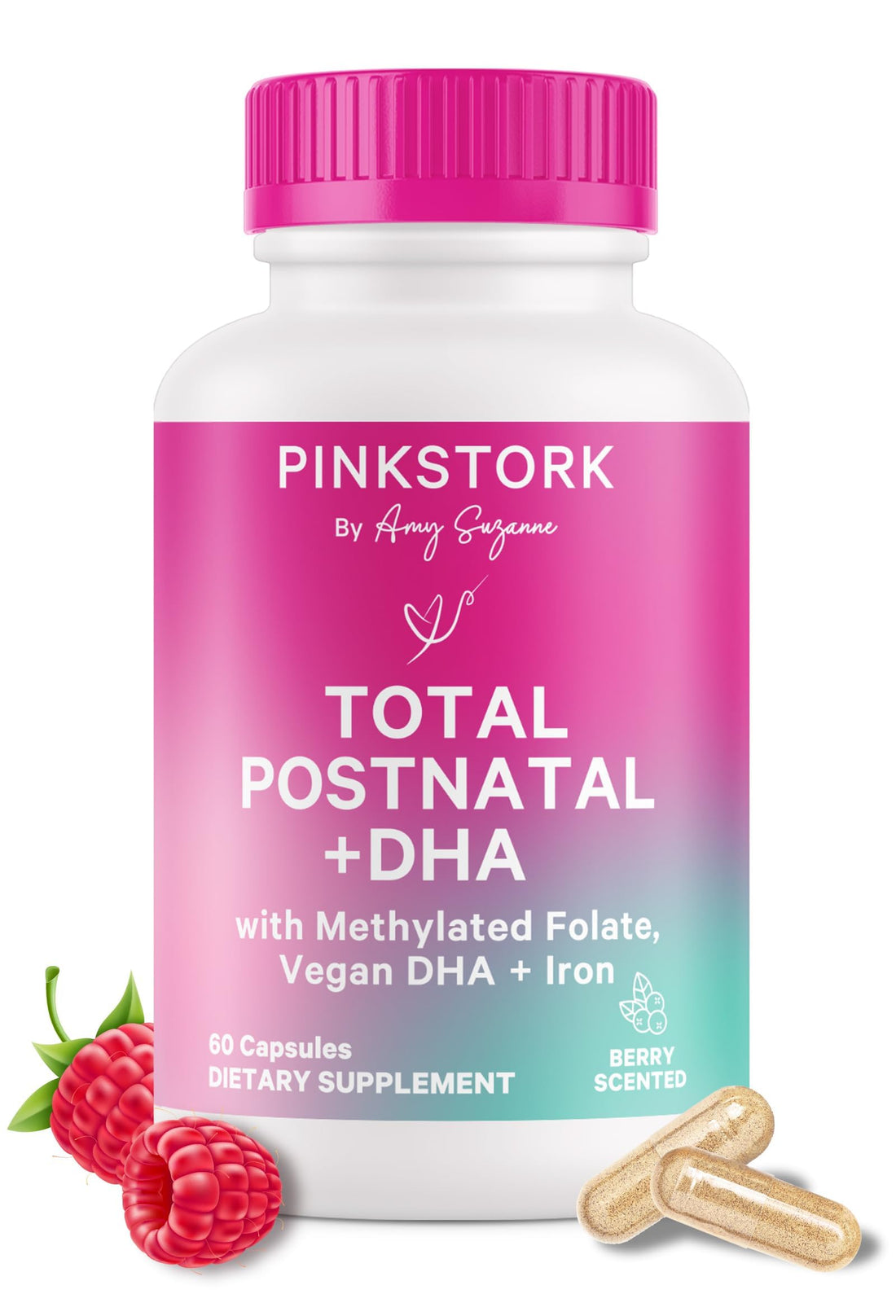 Pink Stork Total Postnatal Vitamins for Women | Vegan DHA, Iron, Folate, B12 | Postpartum Recovery Essentials | Lactation Support for Breastfeeding Moms Pink Stork buy supplements canada