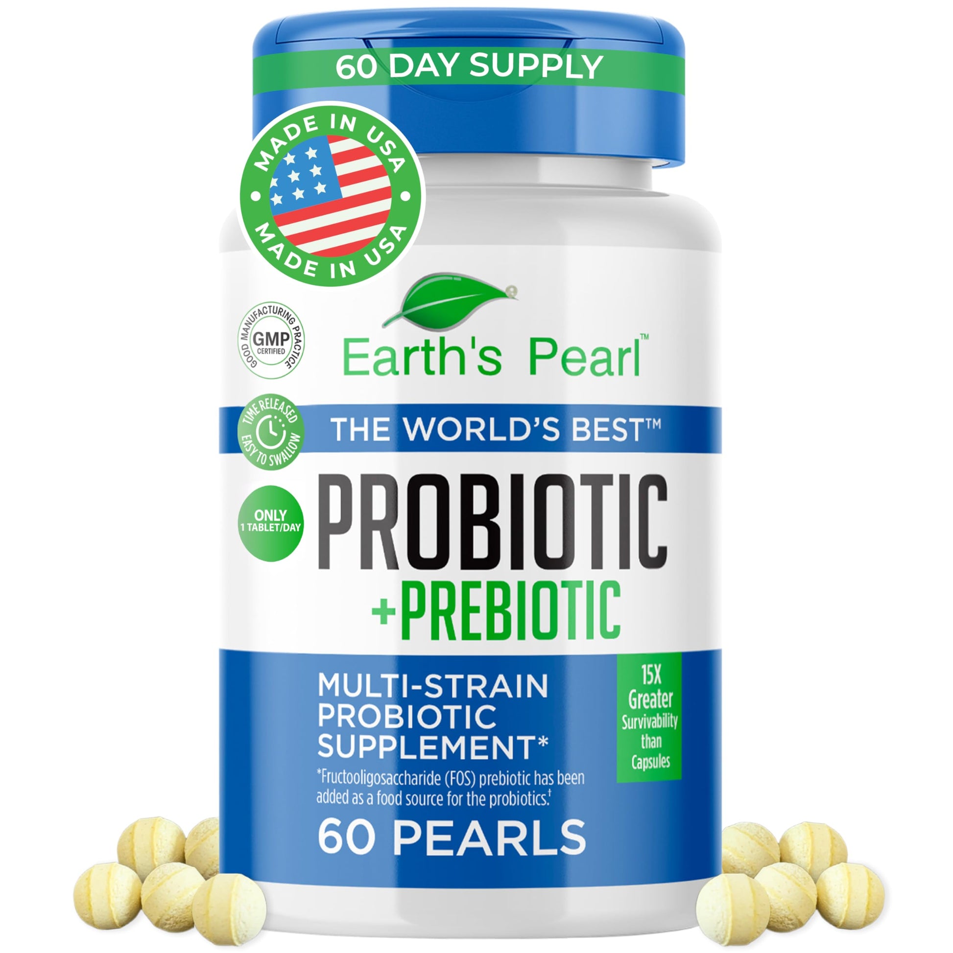 Earth's Pearl Probiotics for Women & Men & Kids - Pearl-Shaped Probiotic & Prebiotics with BIO-Tract®, 4 Billion CFU, Gut Health Support (60-Day Supply) Earth's Pearl buy supplements canada