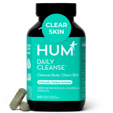 HUM Daily Cleanse Acne Supplements for Women & Men, Gentle Digestive Cleanse for Clear Skin Support, Zinc, Spirulina, Chlorella, Detoxifying Herbs, Organic Algae, Skin Vitamins Supplement, 60 Capsules HUM buy supplements canada